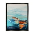 thumbnail image 1 of Stupell Industries Quiet Boats Drifting Vivid Ocean Surface Reflection Painting Jet Black Floating Framed Canvas Print Wall Art, Design by Stacy Gresell, 1 of 5