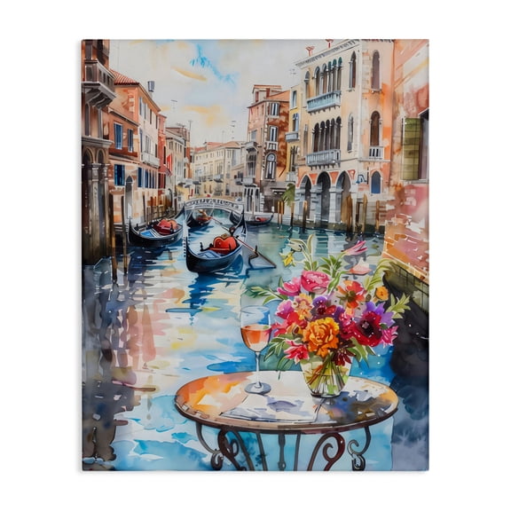 Stupell Industries Quiet Canal City View Canvas Wall Art design by LSR Creative Studio, 20 x 16