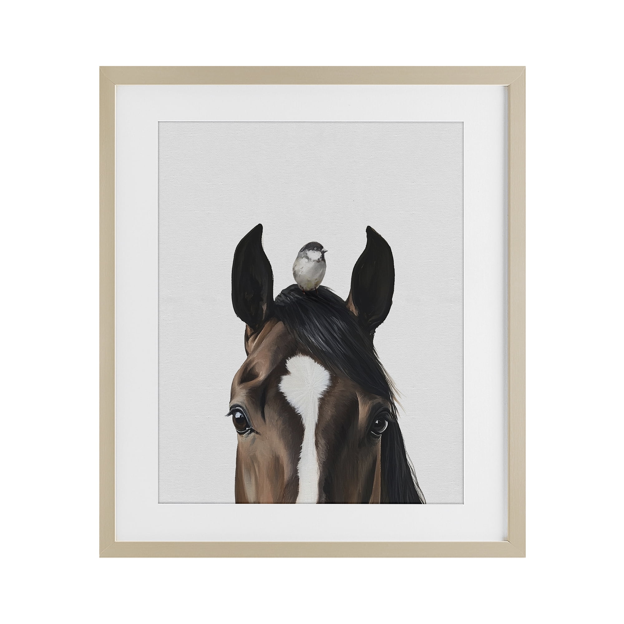 Stupell Industries Quiet Companion Horse & Bird Birch Framed Print Under Glass, design by Svetlana Aleynikova