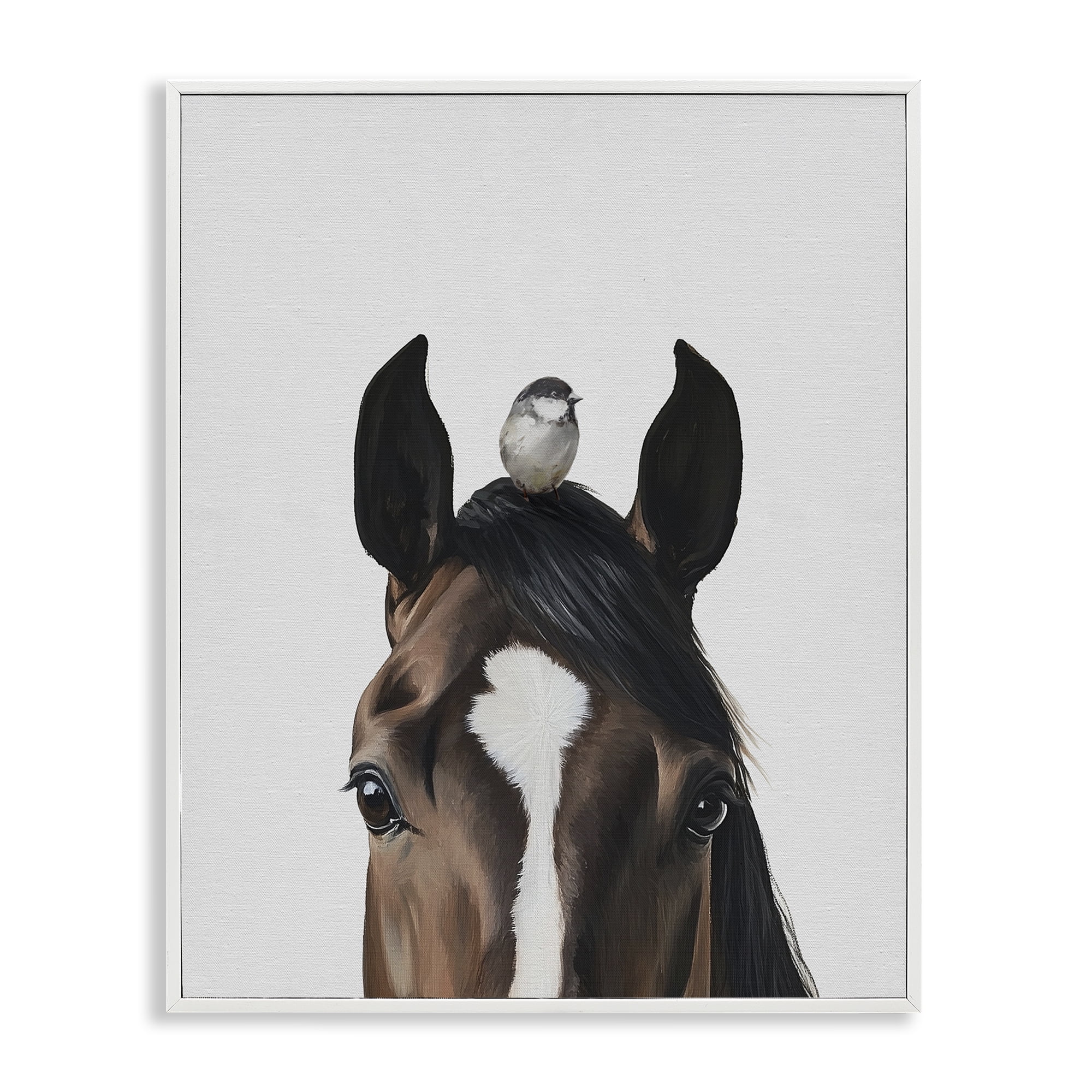 Stupell Industries Quiet Companion Horse & Bird White Framed Giclee Art, design by Svetlana Aleynikova