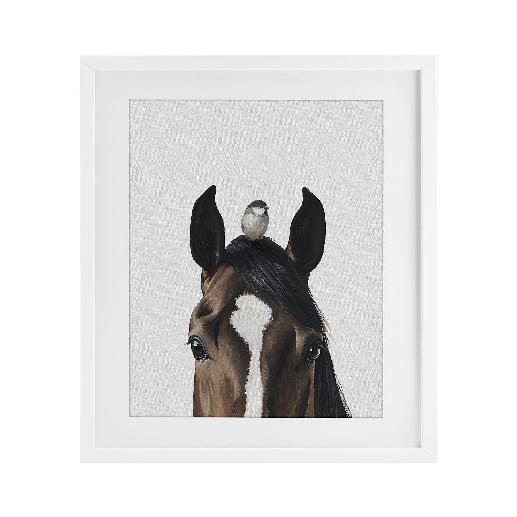 Stupell Industries Quiet Companion Horse & Bird White Framed Print Under Glass, design by Svetlana Aleynikova