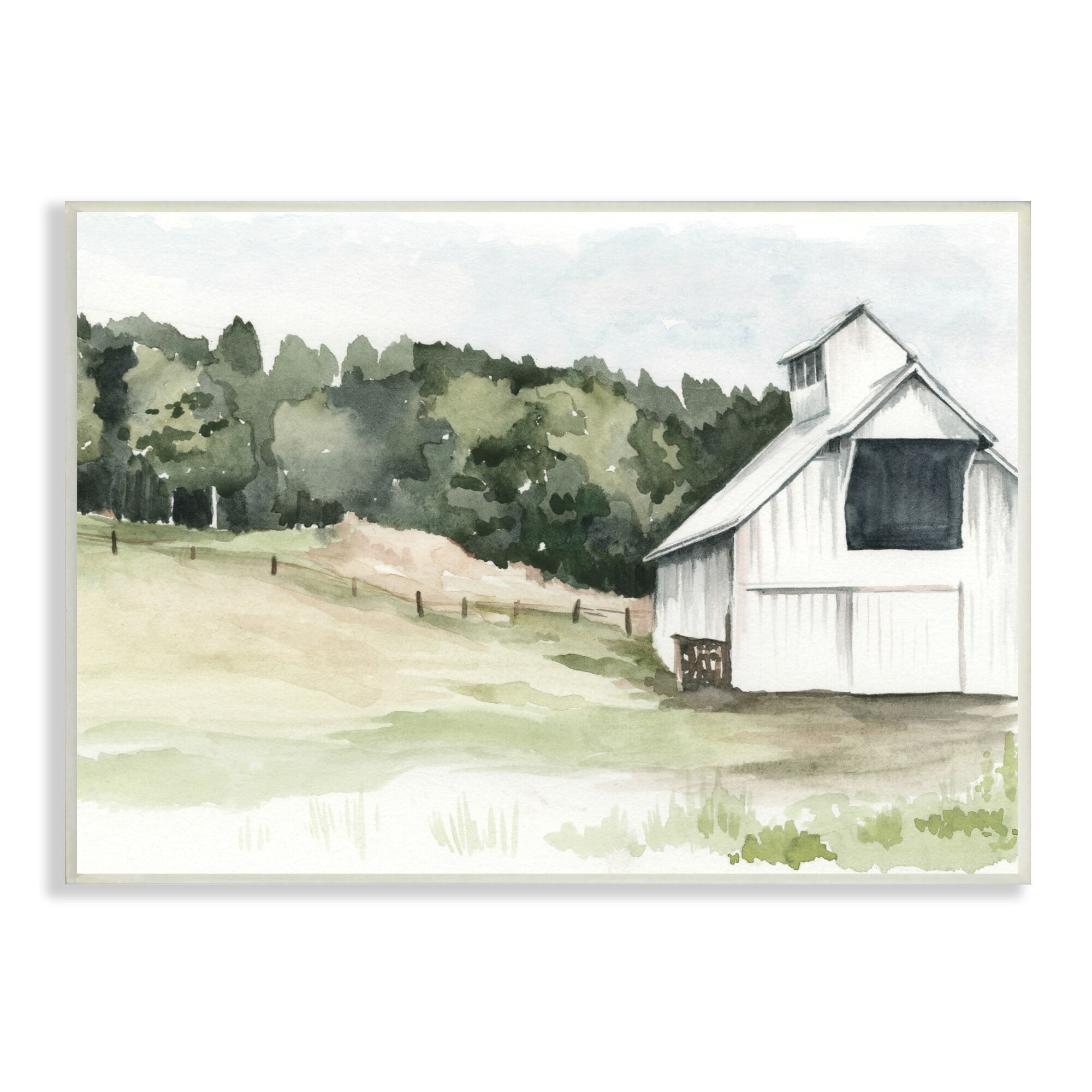 Stupell Industries Quiet Countryside Farmhouse Cottage Green Pasture Paintings Unframed Art Print Wall Art, 15x10, by Jennifer Paxton Parker