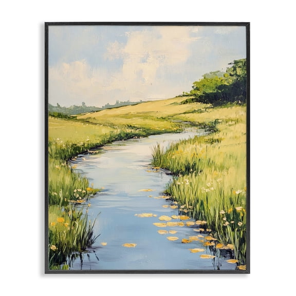 Stupell Industries Quiet Creek Landscape Landscape & Nature Painting Black Framed Art Print Wall Art, 11 x 14