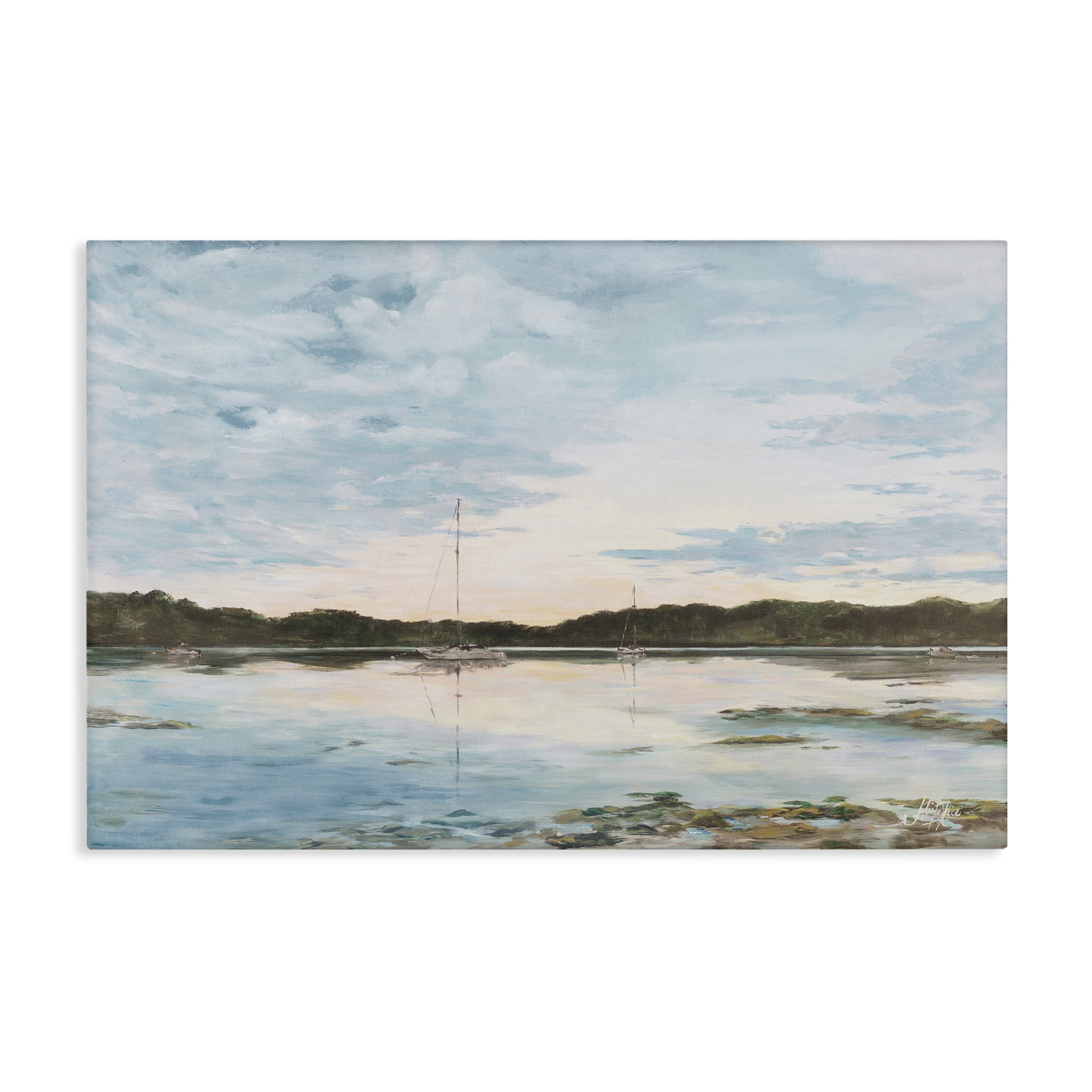 Stupell Industries Quiet Day on Lake Landscape Painting Gallery Wrapped Canvas Art Print Wall Art, 30 x 20
