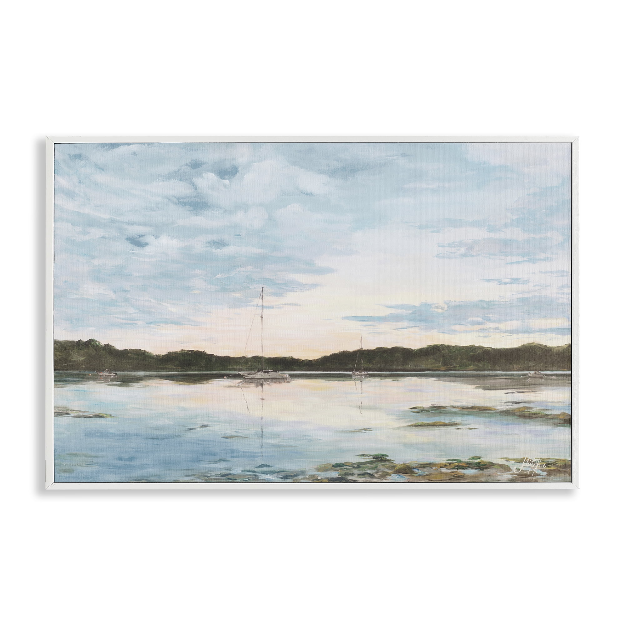Quiet Day on Lake White Framed Landscape Art Print, 24 x 16