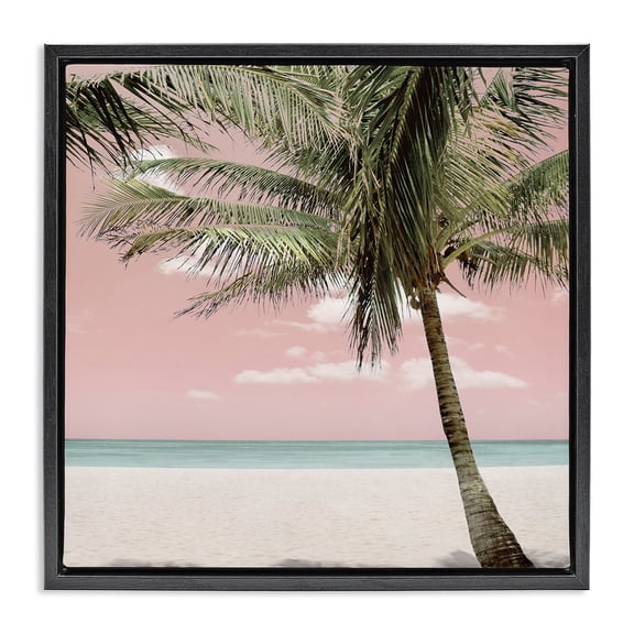 Stupell Industries Quiet Escape Pink Coast Black Framed Floater Canvas Wall Art design by Natalie Carpentieri, 25 x 25