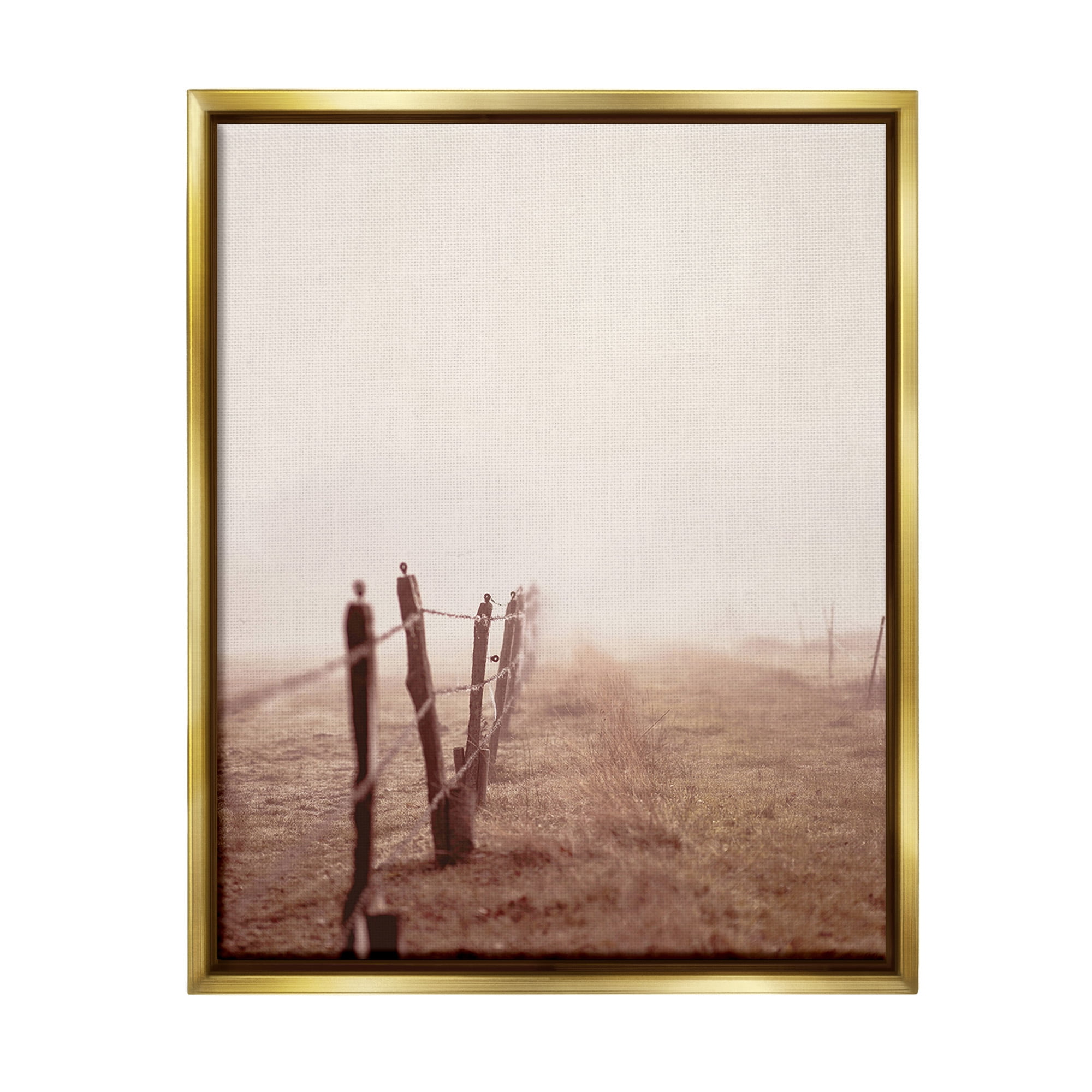 Stupell Industries Quiet Foggy Countryside Landscape Photography Gold Floater Framed Canvas Art Print Wall Art, 17 x 21