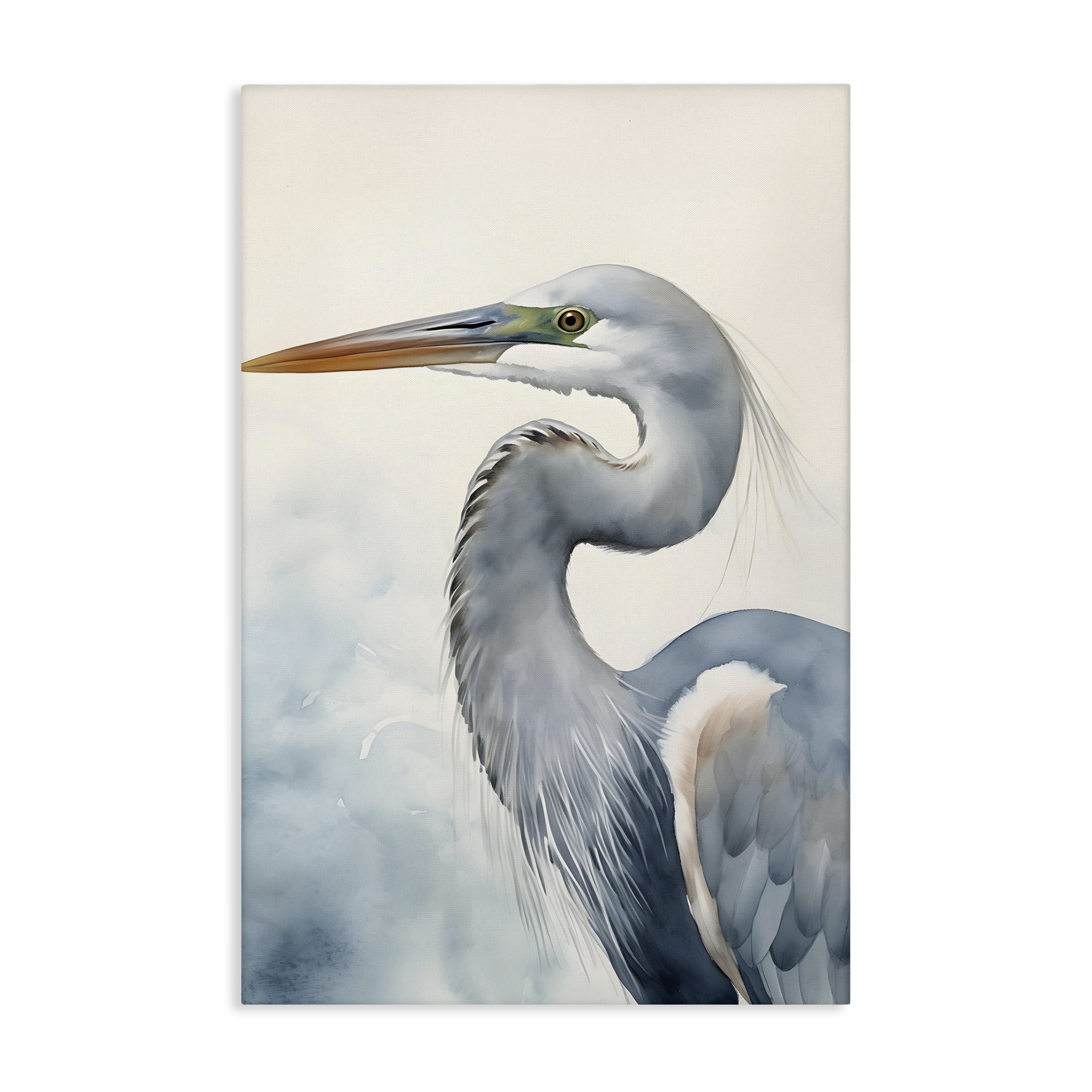 Stupell Industries Quiet Heron Looking Left Animals & Insects Painting Gallery Wrapped Canvas Art Print Wall Art, 20 x 30
