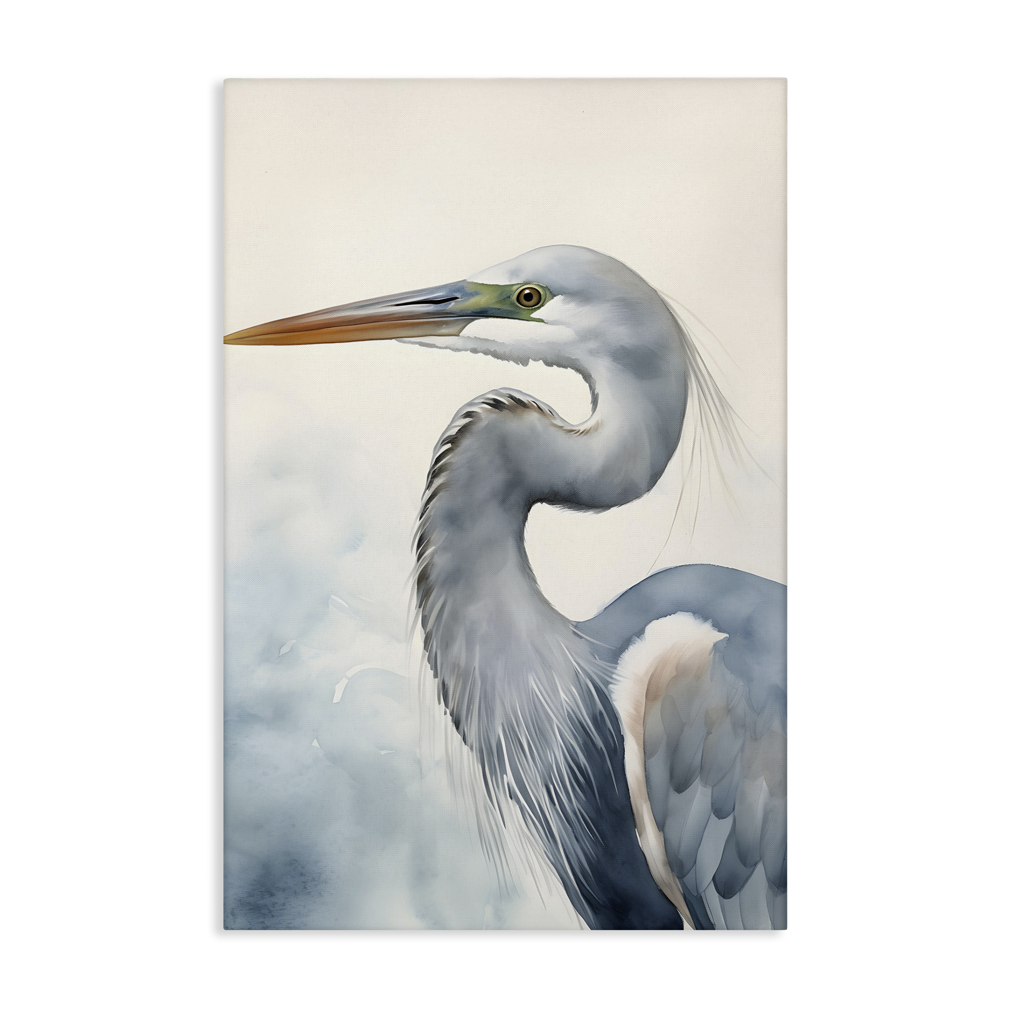 Stupell Industries Quiet Heron Looking Left Animals & Insects Painting Gallery Wrapped Canvas Art Print Wall Art, 30 x 45