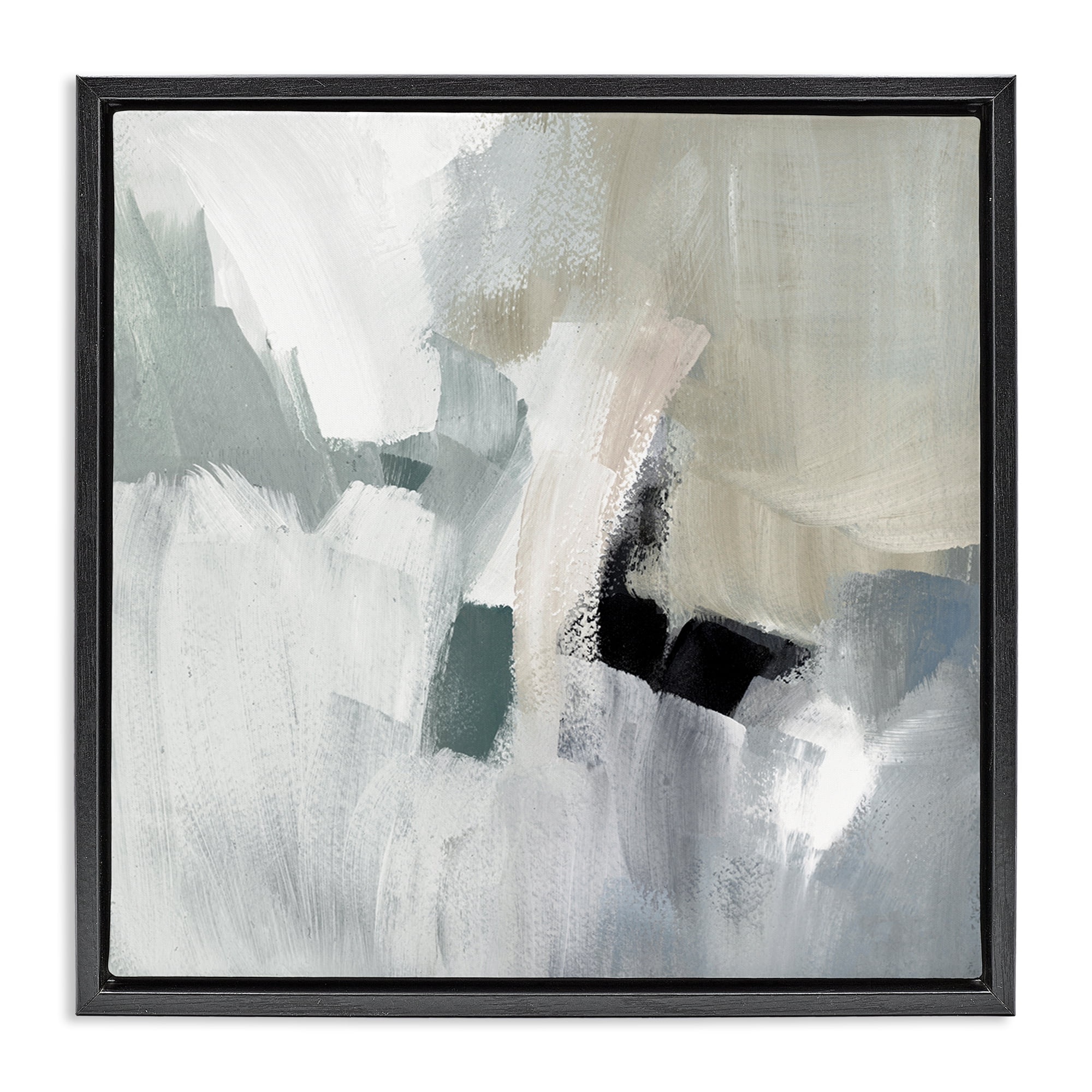 Stupell Industries Quiet In Grays Abstract Abstract Painting Black Floater Framed Canvas Art Print Wall Art, 25 x 25
