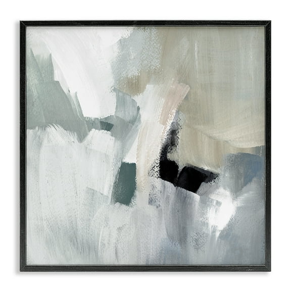 Stupell Industries Quiet In Grays Abstract Abstract Painting Black Framed Art Print Wall Art, 12 x 12