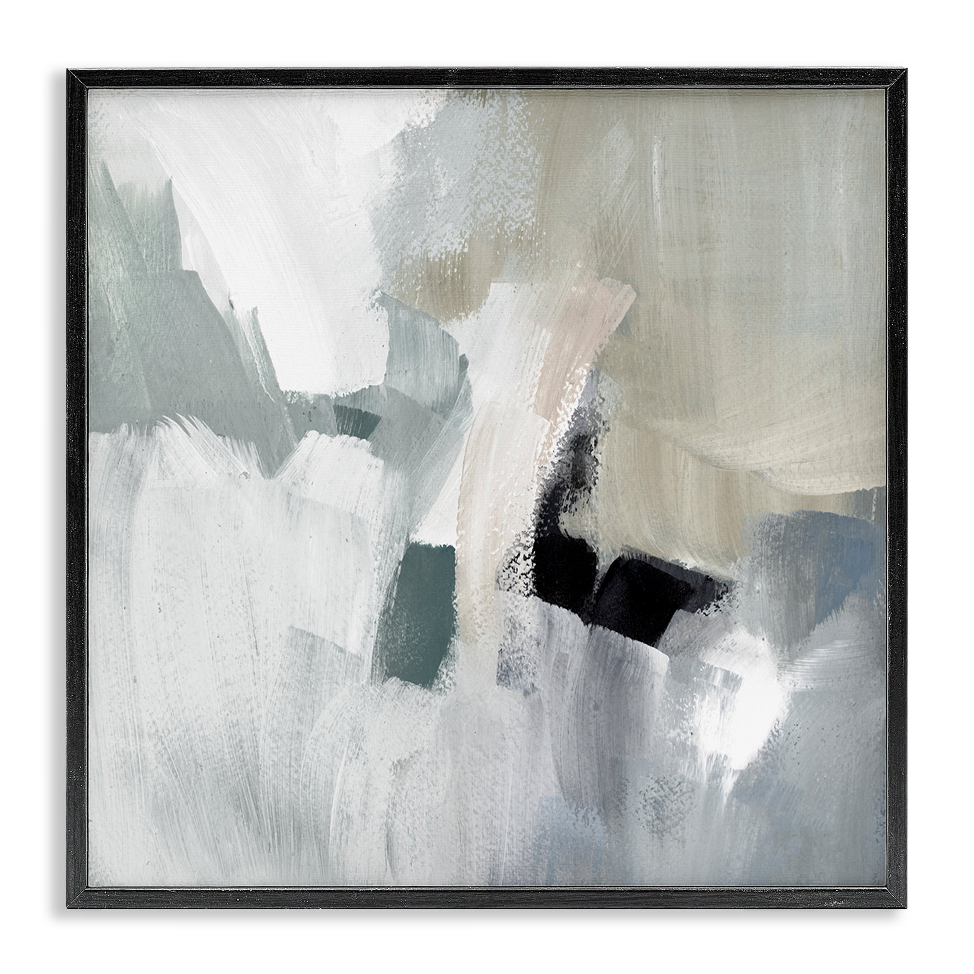 Stupell Industries Quiet In Grays Abstract Abstract Painting Black Framed Art Print Wall Art, 17 x 17