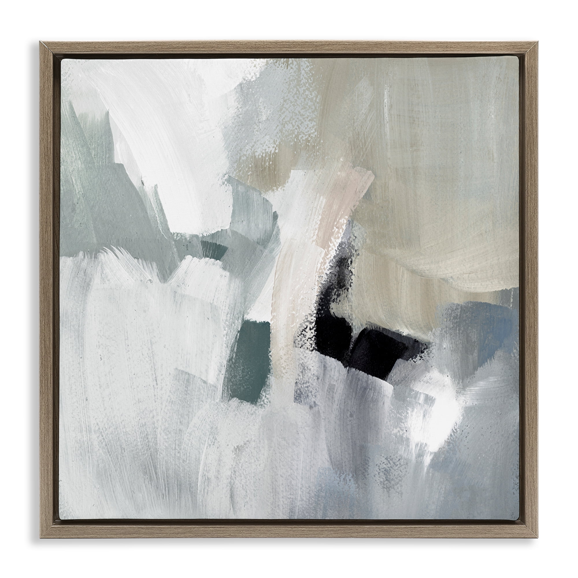 Stupell Industries Quiet In Grays Abstract Abstract Painting Brown Floater Framed Canvas Art Print Wall Art, 18 x 18