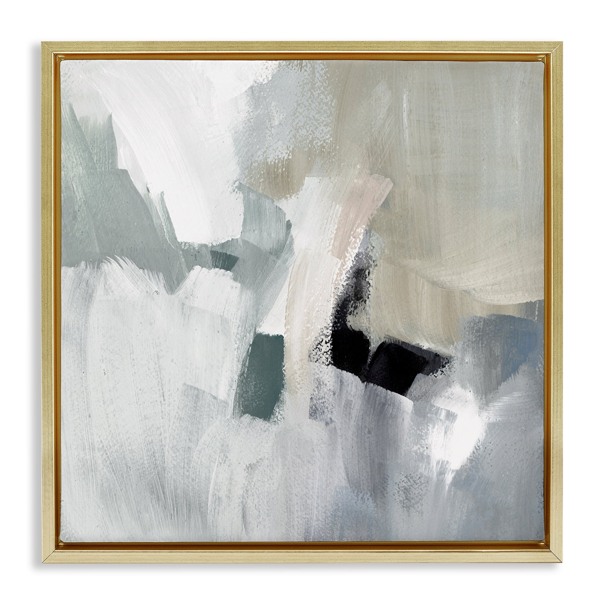 Stupell Industries Quiet In Grays Abstract Abstract Painting Gold Floater Framed Canvas Art Print Wall Art, 25 x 25