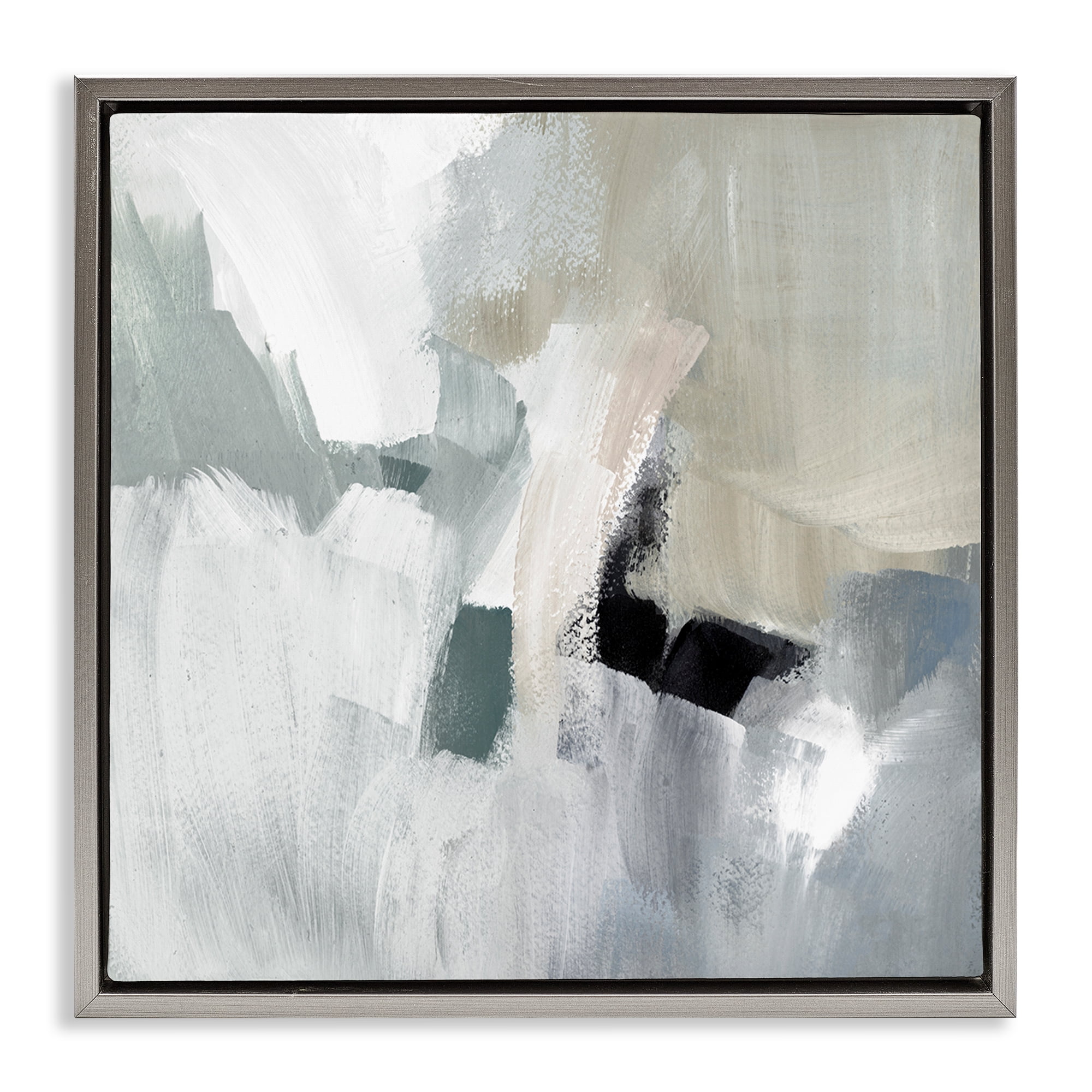 Stupell Industries Quiet In Grays Abstract Abstract Painting Gray Floater Framed Canvas Art Print Wall Art, 18 x 18