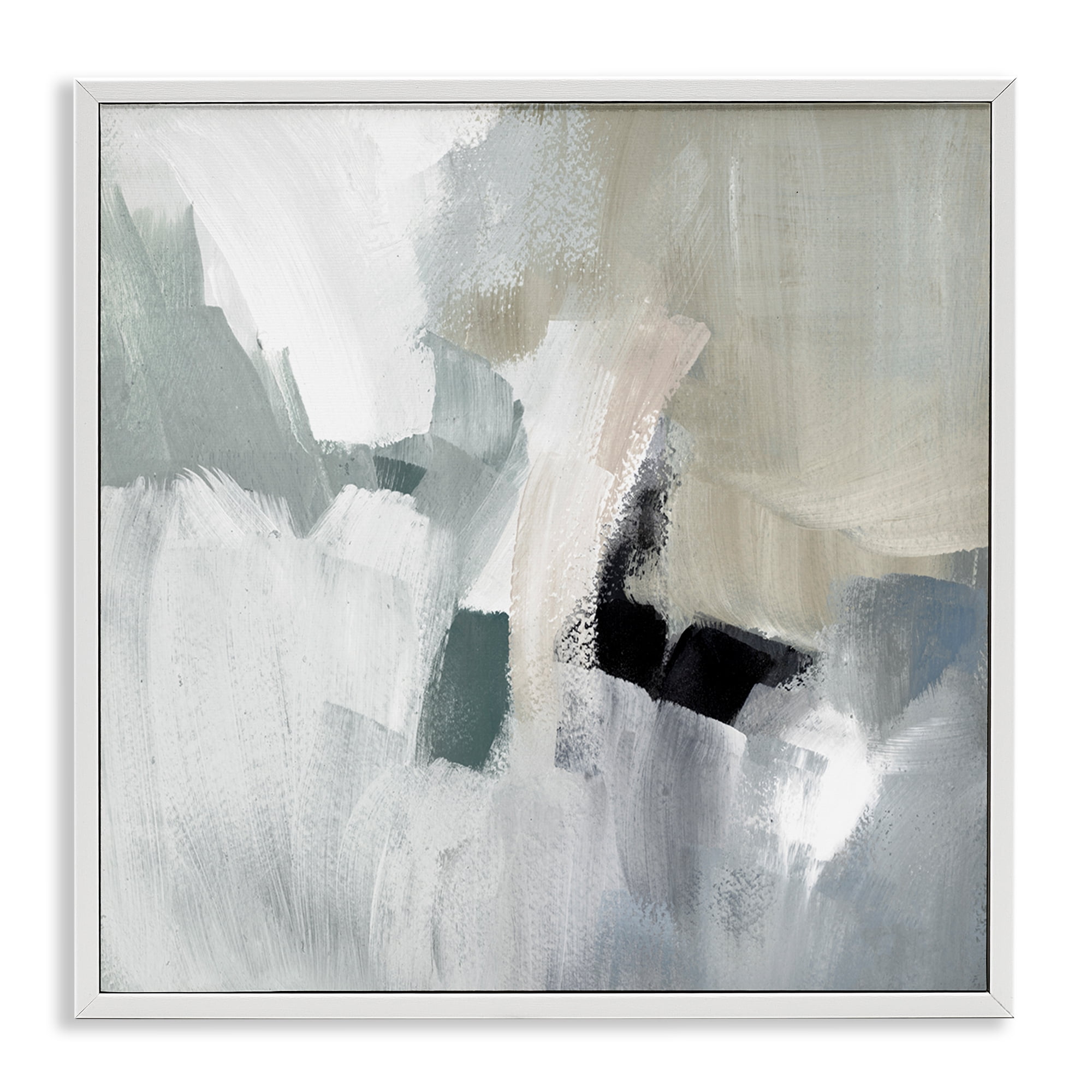 Stupell Industries Quiet In Grays Abstract Abstract Painting White Framed Art Print Wall Art, 17 x 17