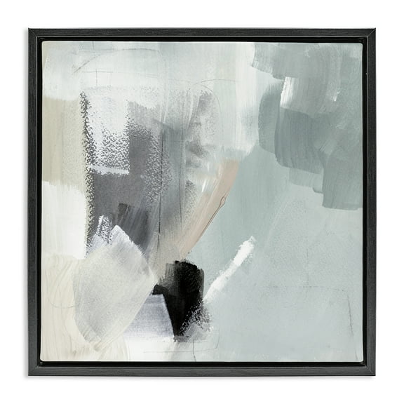 Stupell Industries Quiet In Grays Abstract Painting Black Floater Framed Canvas Art Print Wall Art, 18 x 18