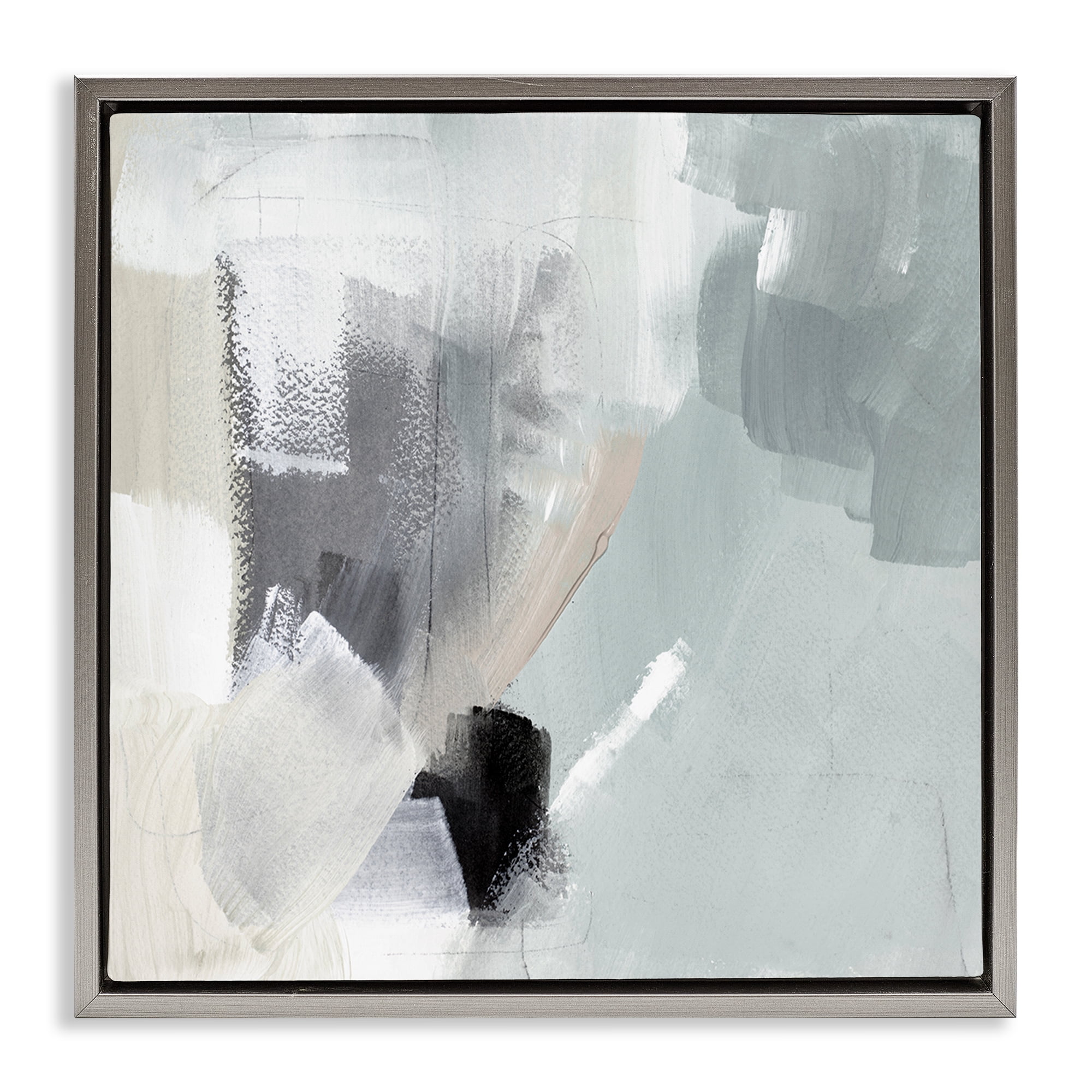 Stupell Industries Quiet In Grays Abstract Painting Gray Floater Framed Canvas Art Print Wall Art, 25 x 25