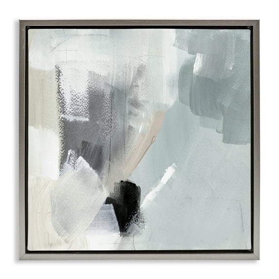 Stupell Industries Quiet In Grays Abstract Painting Gray Floater Framed Canvas Art Print Wall Art, 25 x 25