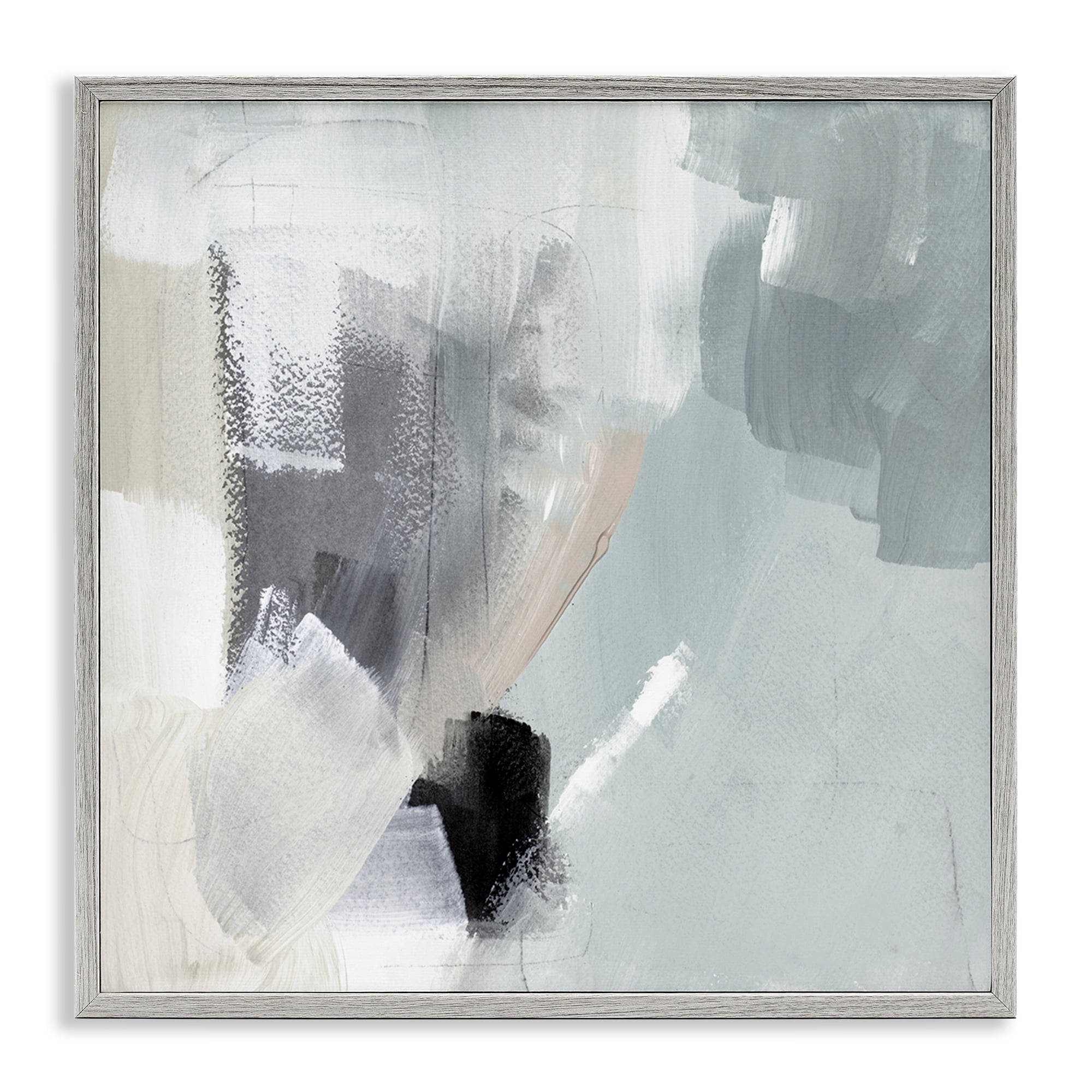 Stupell Industries Quiet In Grays Abstract Painting Gray Framed Art Print Wall Art, 12 x 12