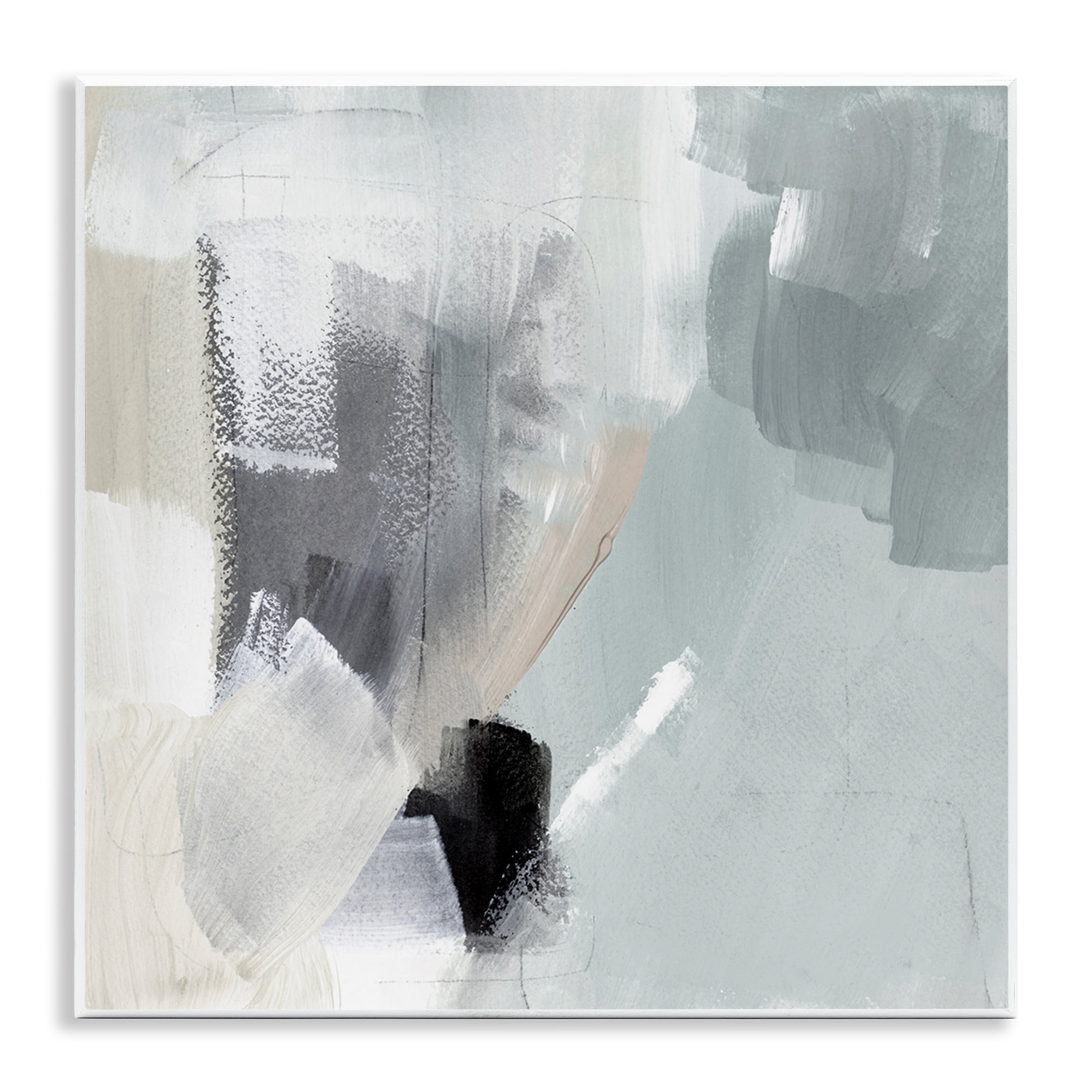 Stupell Industries Quiet In Grays Abstract Painting Unframed Art Print Wall Art, 12 x 12