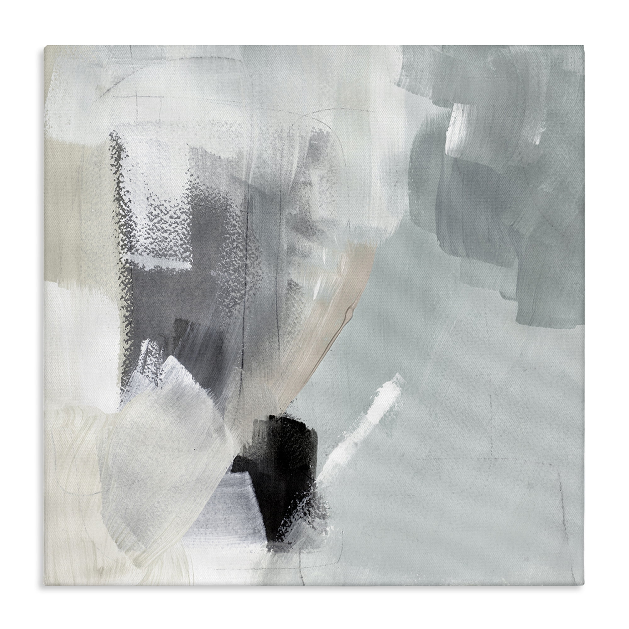 Stupell Industries Quiet In Grays Abstract Painting Wrapped Canvas Art Print Wall Art, 24 x 24