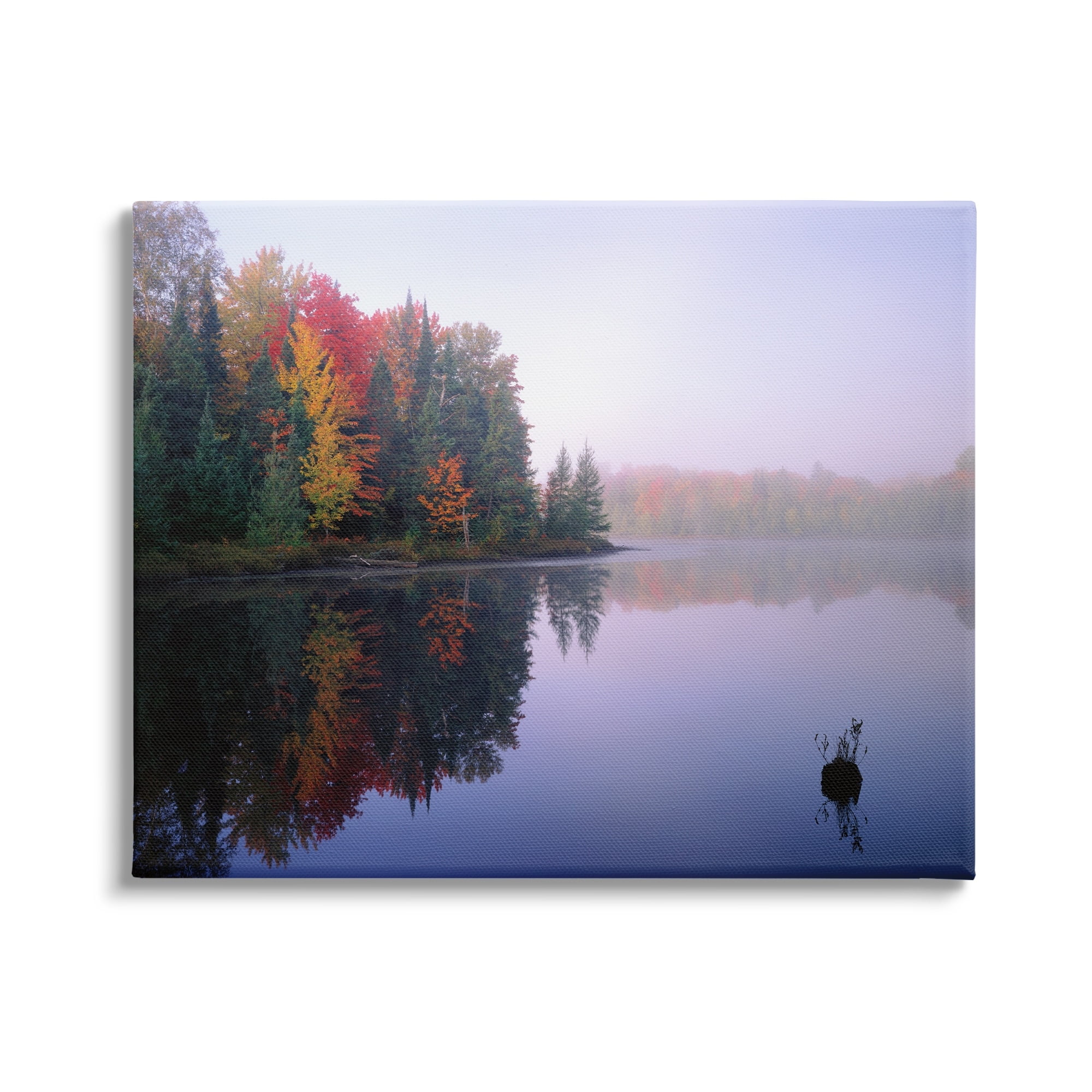 Stupell Industries Quiet Lakeside Red Foliage Trees Water Reflection Canvas Wall Art, 20 x 16, Design by Jim Becia