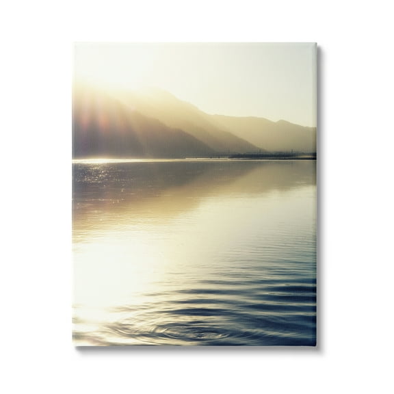 Stupell Industries Quiet Mountain Lake Water Ripples Sunrise Rays Photograph Gallery Wrapped Canvas Print Wall Art, Design by Savanah Plank