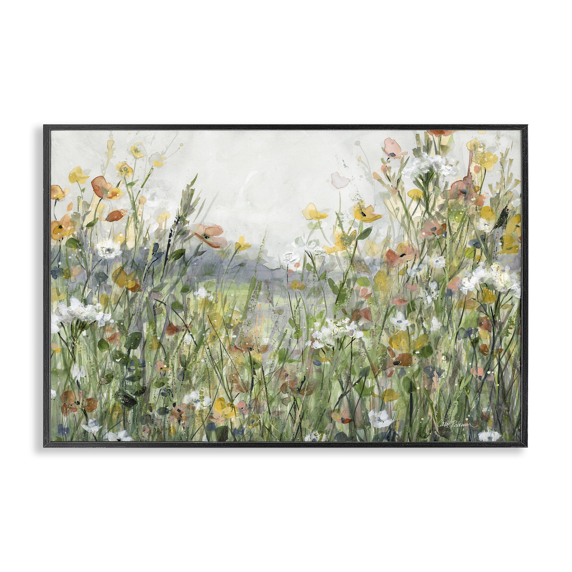 Stupell Industries Quiet Natural Meadow Landscape Painting Black Framed Art Print Wall Art, 18 x 12