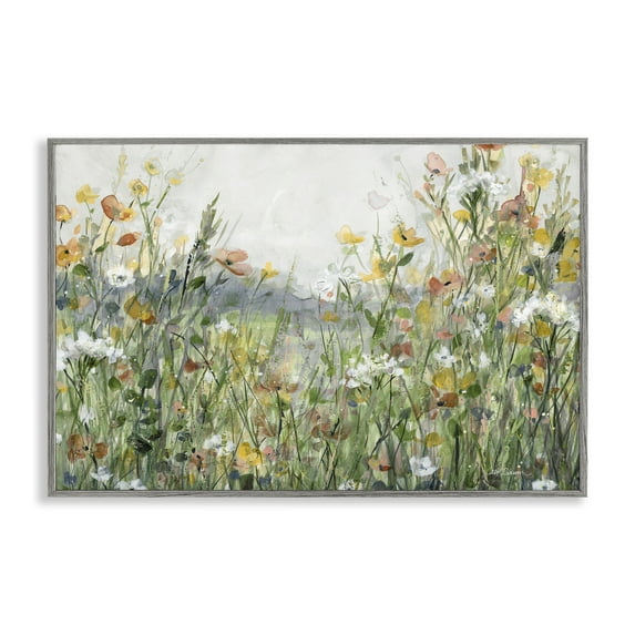 Stupell Industries Quiet Natural Meadow Landscape Painting Gray Framed Art Print Wall Art, 30 x 20