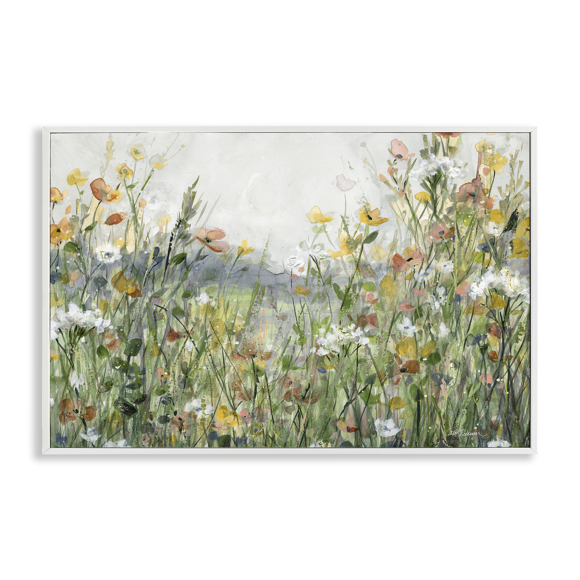 Stupell Industries Quiet Natural Meadow Landscape Painting White Framed Art Print Wall Art, 18 x 12