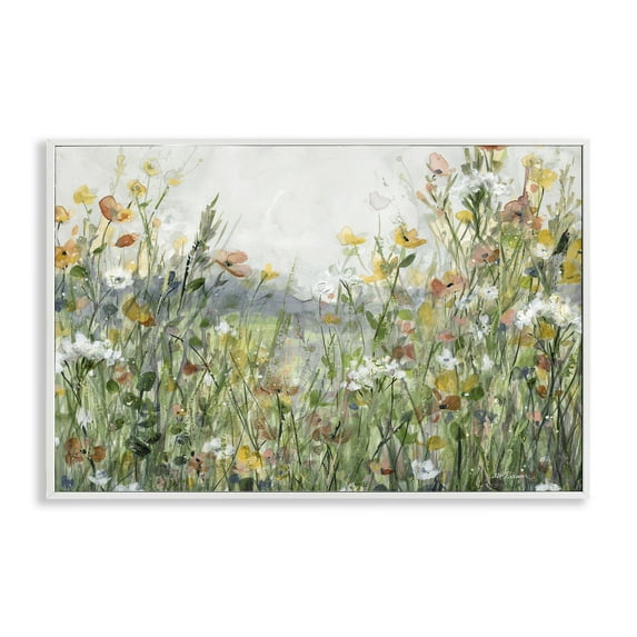Stupell Industries Quiet Natural Meadow Landscape Painting White Framed Art Print Wall Art, 30 x 20