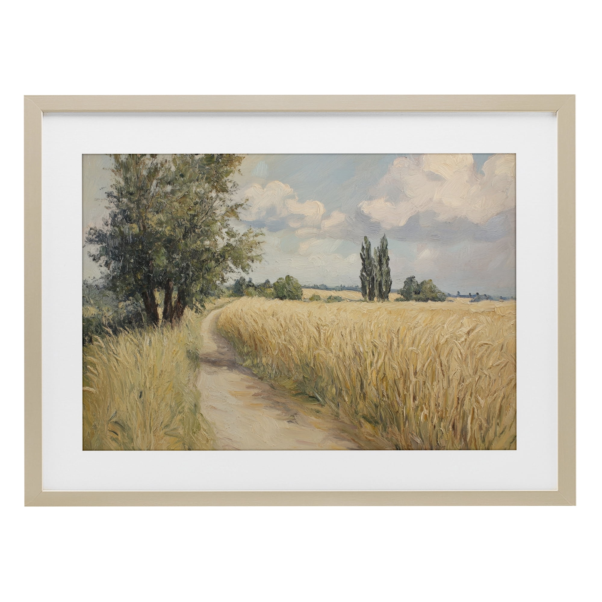 Stupell Industries Quiet Path Through Wheat Birch Framed Print Under Glass, design by Petal Prints Design