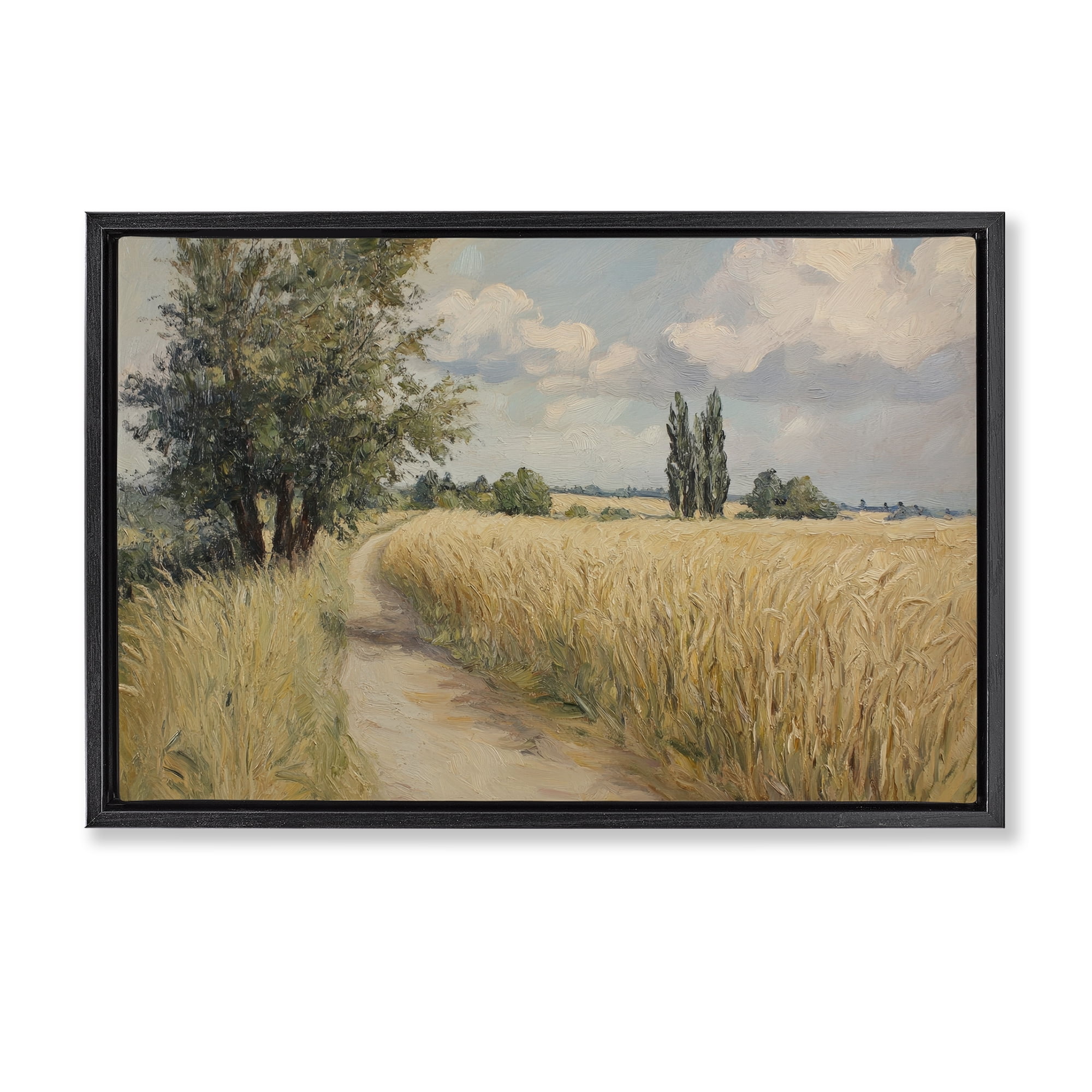 Stupell Industries Quiet Path Through Wheat Black Framed Floater Canvas Wall Art, design by Petal Prints Design