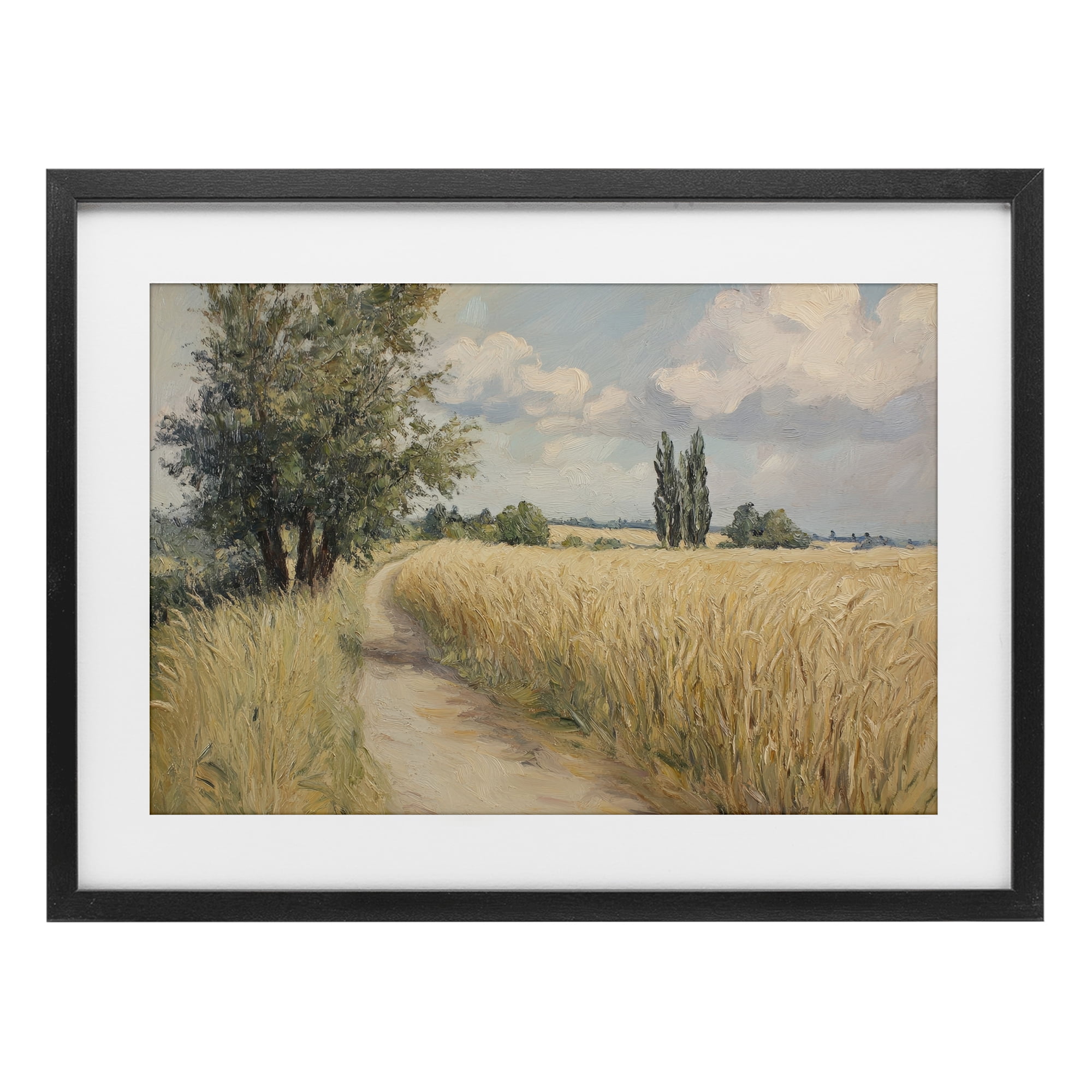 Stupell Industries Quiet Path Through Wheat Black Framed Print Under Glass, design by Petal Prints Design