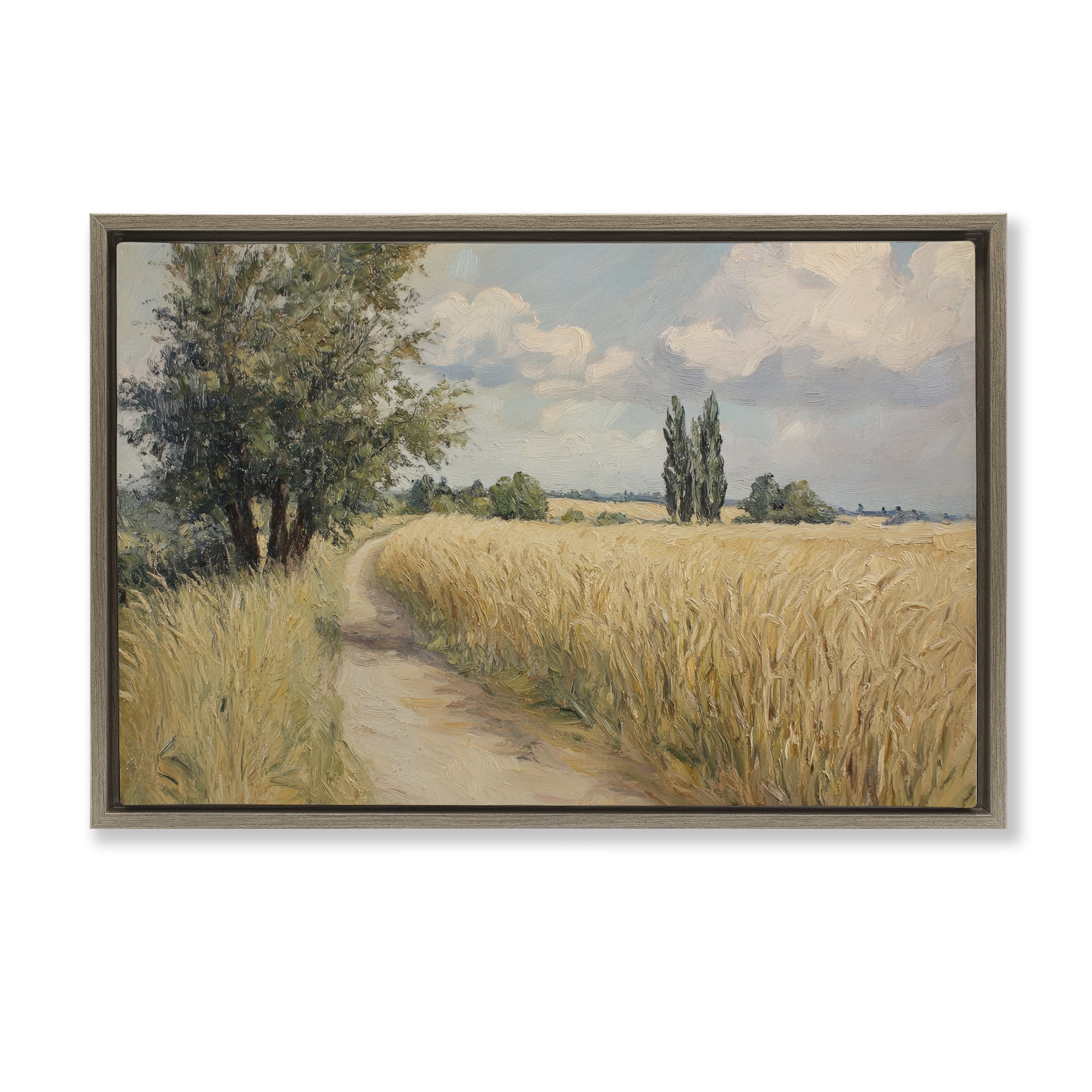 Stupell Industries Quiet Path Through Wheat Brown Framed Floater Canvas Wall Art, design by Petal Prints Design