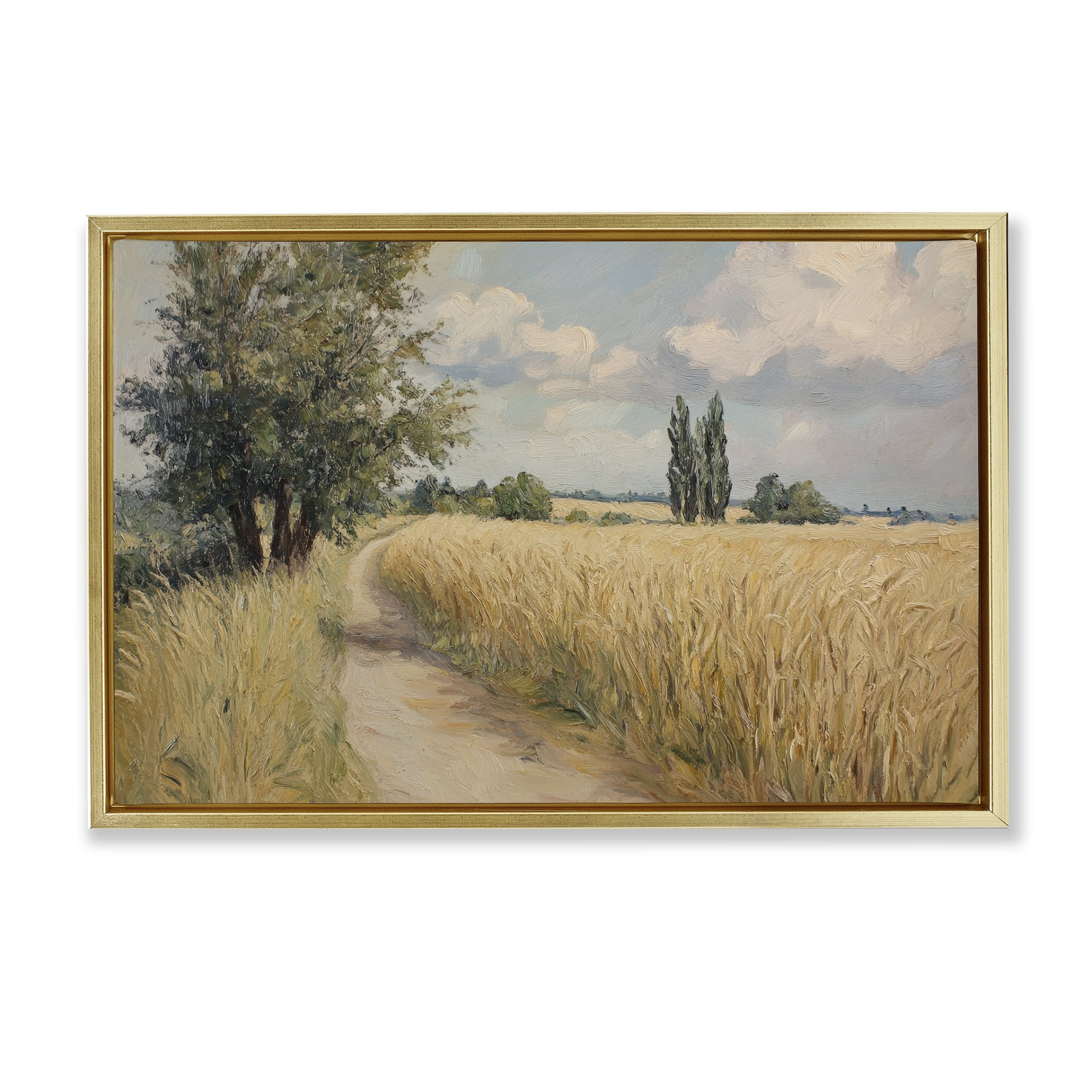 Stupell Industries Quiet Path Through Wheat Gold Framed Floater Canvas Wall Art, design by Petal Prints Design