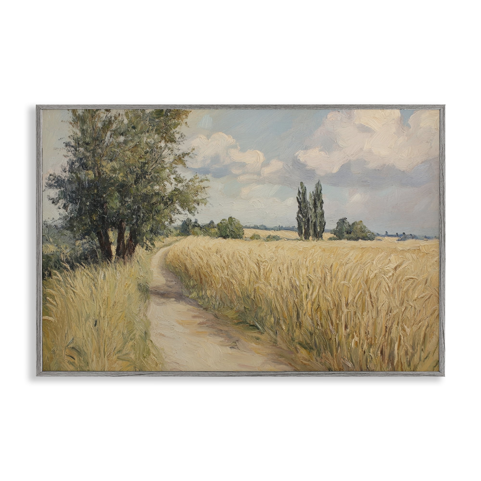 Stupell Industries Quiet Path Through Wheat Gray Framed Giclee Art, design by Petal Prints Design