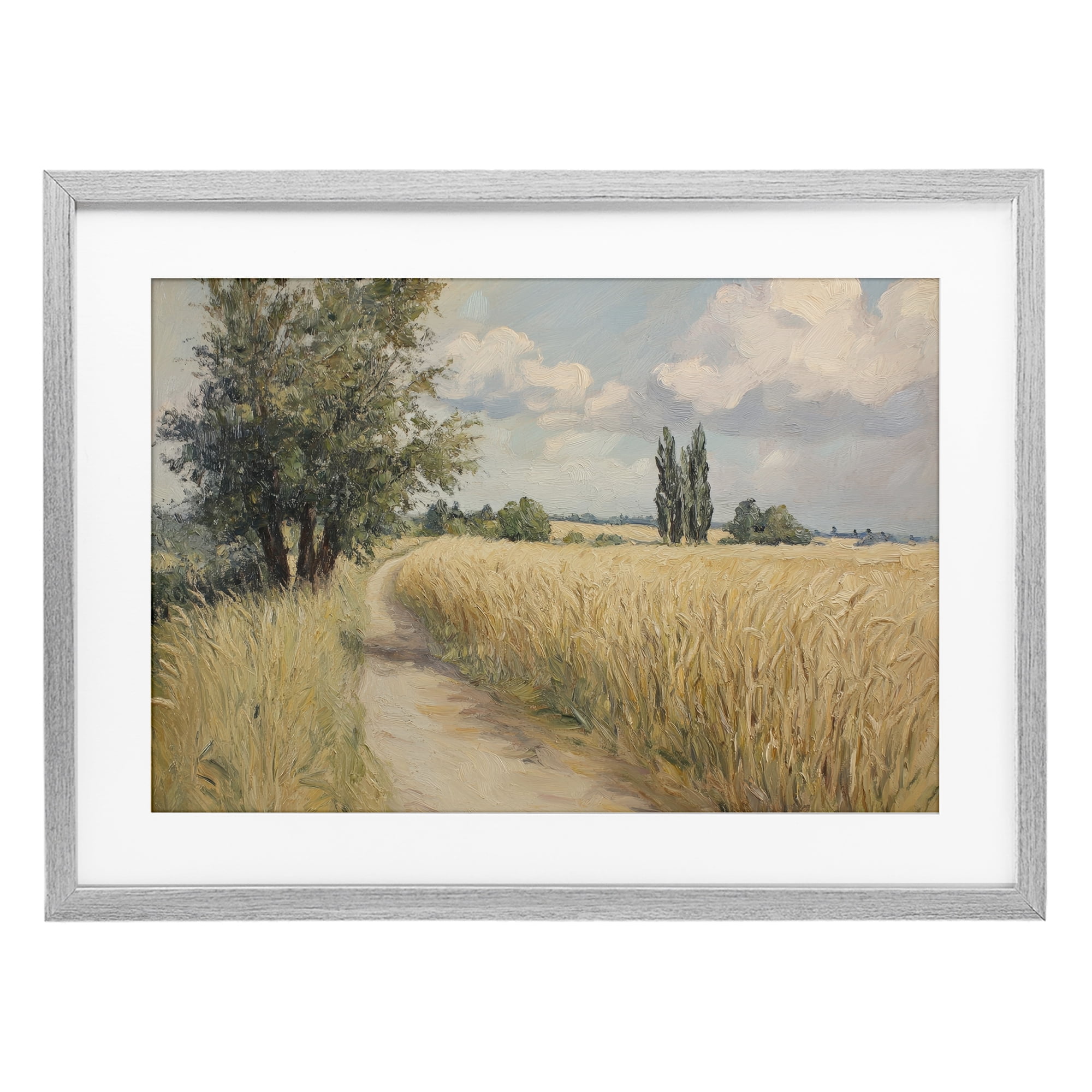 Stupell Industries Quiet Path Through Wheat Gray Framed Print Under Glass, design by Petal Prints Design