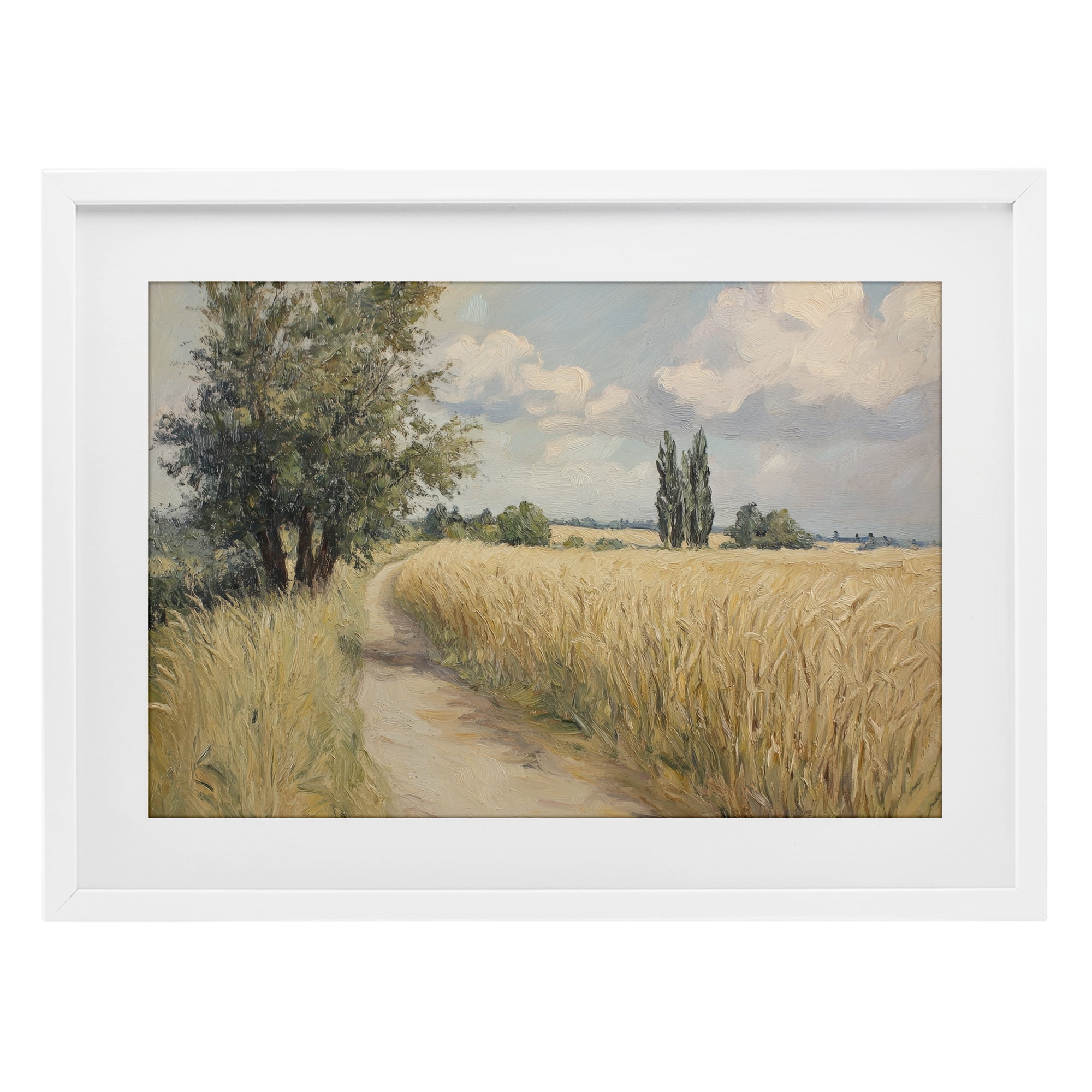 Stupell Industries Quiet Path Through Wheat White Framed Print Under Glass, design by Petal Prints Design