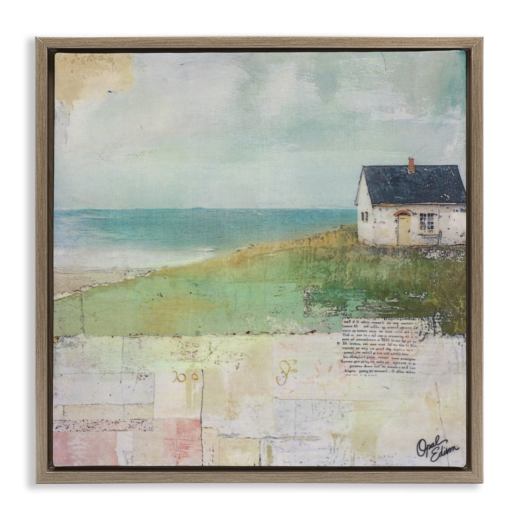 Stupell Industries Quiet Place By The Coast Brown Framed Floater Canvas Wall Art, design by Opal Edison