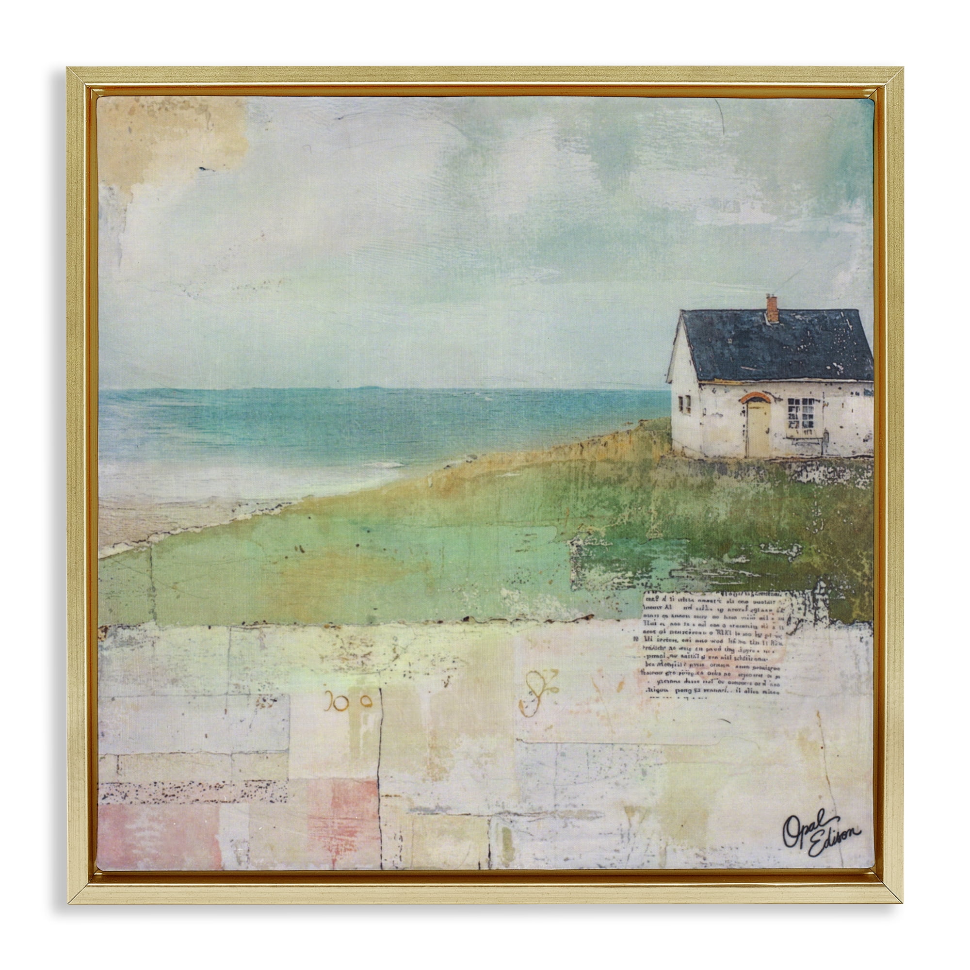 Stupell Industries Quiet Place By The Coast Gold Framed Floater Canvas Wall Art, design by Opal Edison