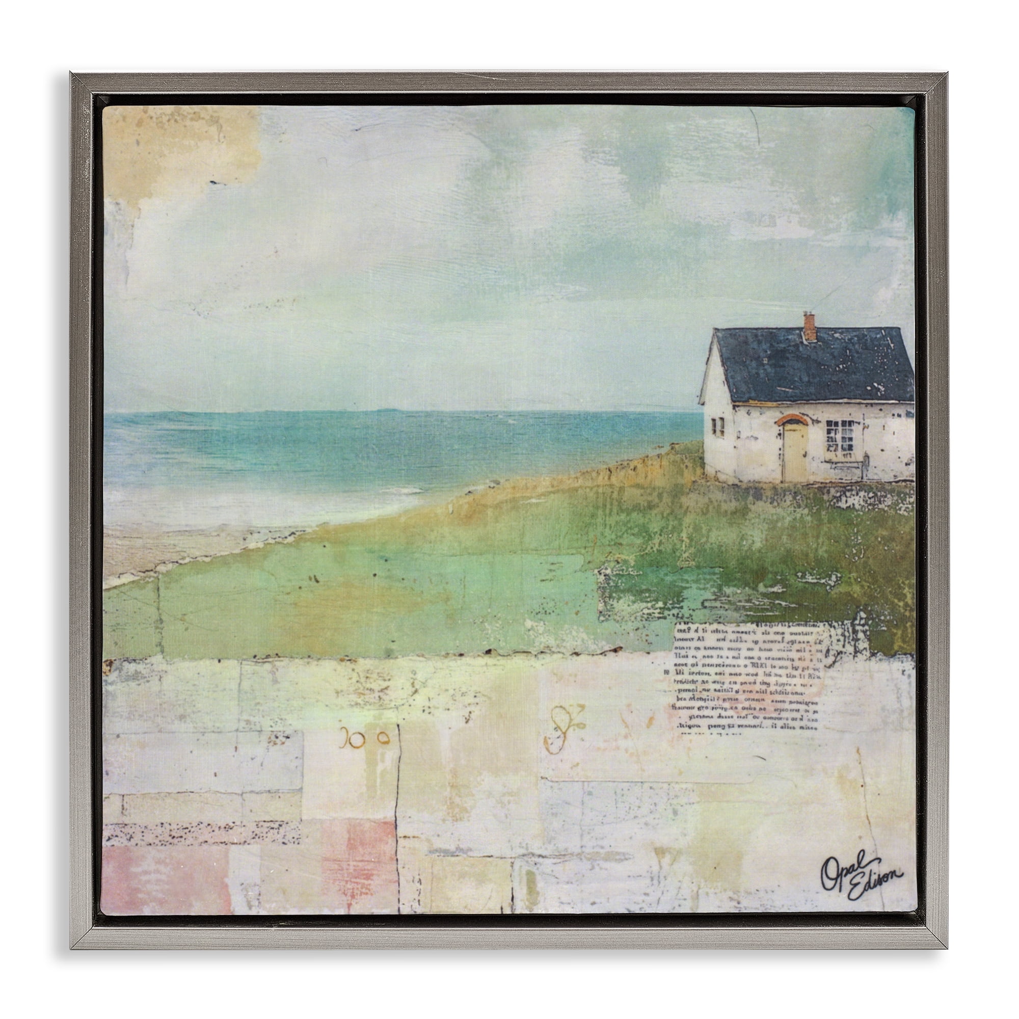 Stupell Industries Quiet Place By The Coast Gray Framed Floater Canvas Wall Art, design by Opal Edison