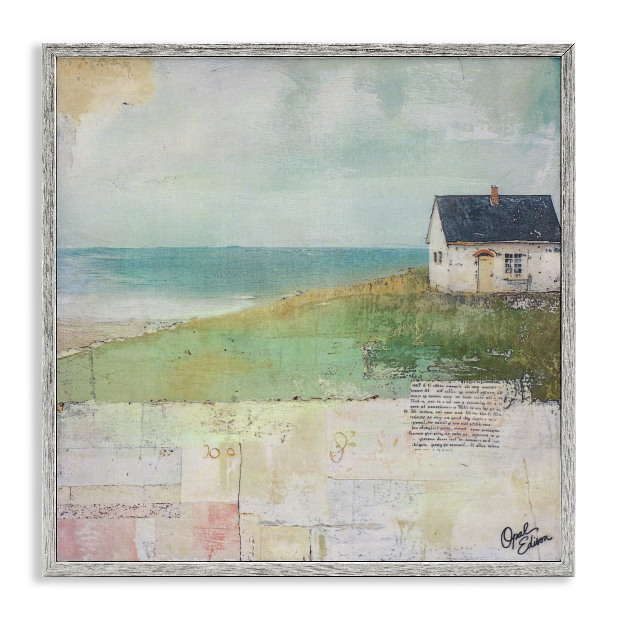 Stupell Industries Quiet Place By The Coast Gray Framed Giclee Art, design by Opal Edison