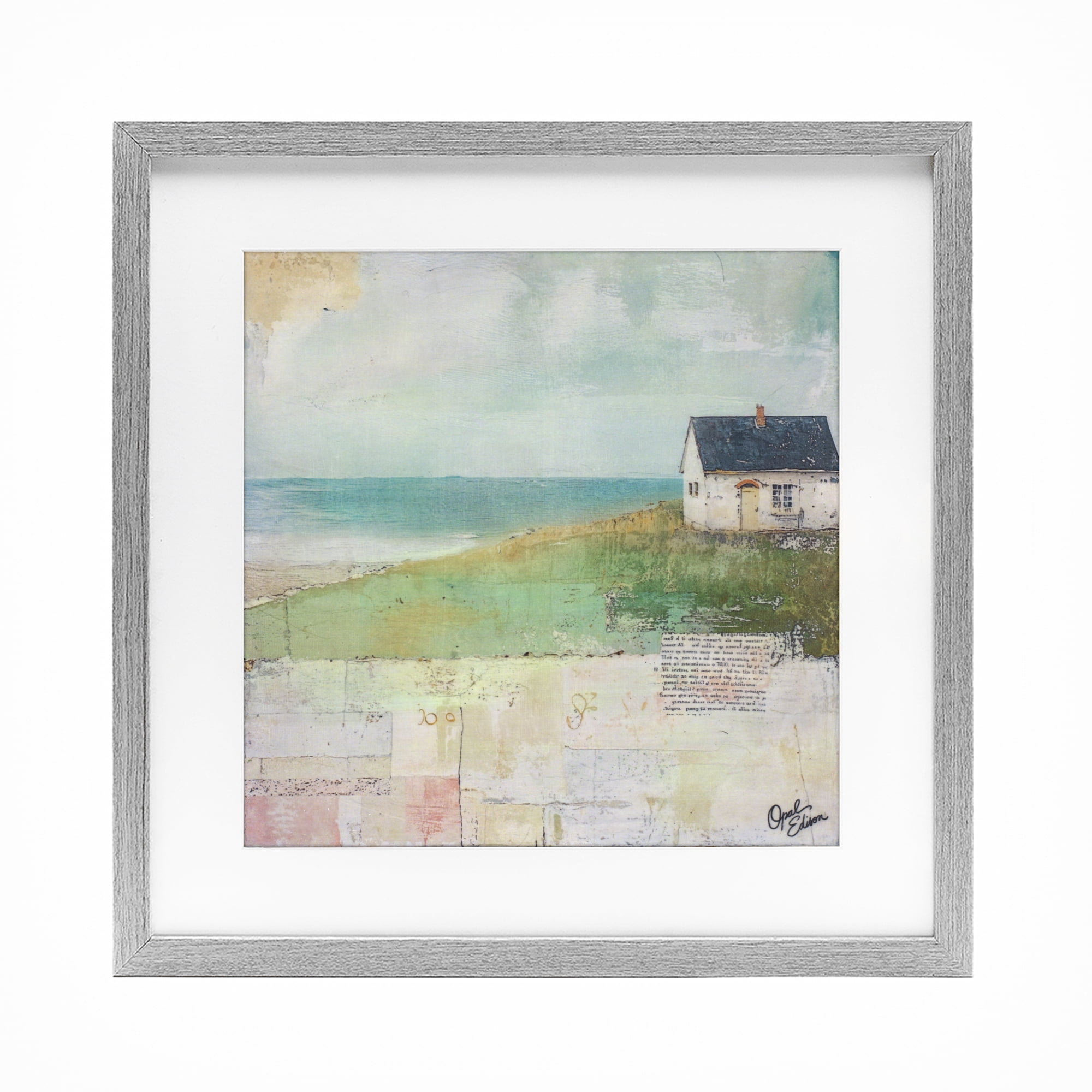 Stupell Industries Quiet Place By The Coast Gray Framed Print Under Glass, design by Opal Edison