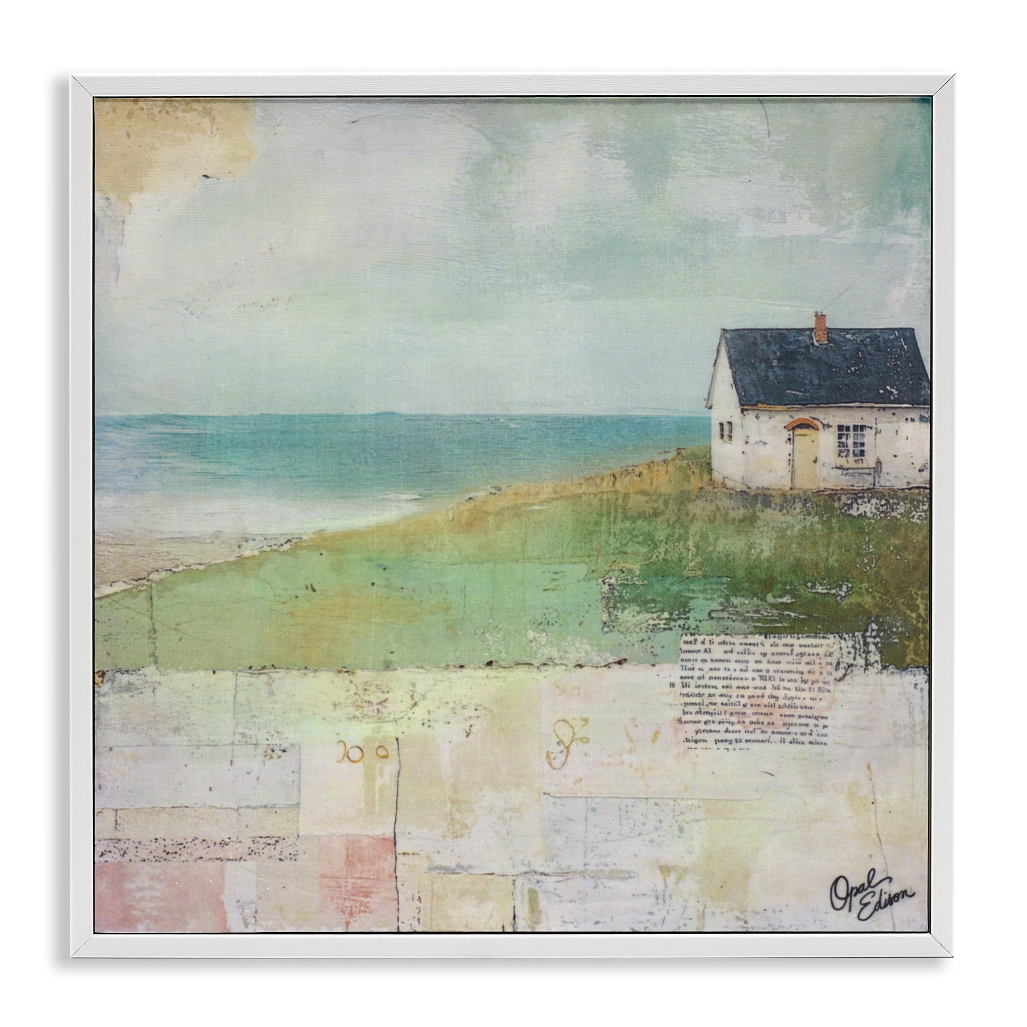 Stupell Industries Quiet Place By The Coast White Framed Giclee Art, design by Opal Edison