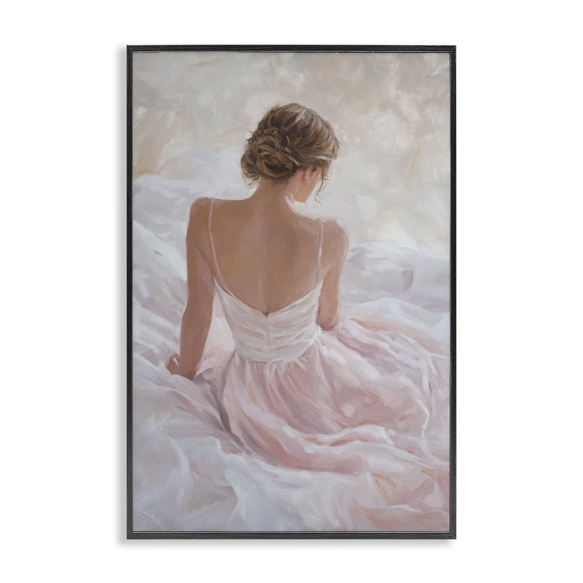 Stupell Industries Quiet Reflection in Pastel Pink Black Framed Giclee Art, design by Petal Prints Design