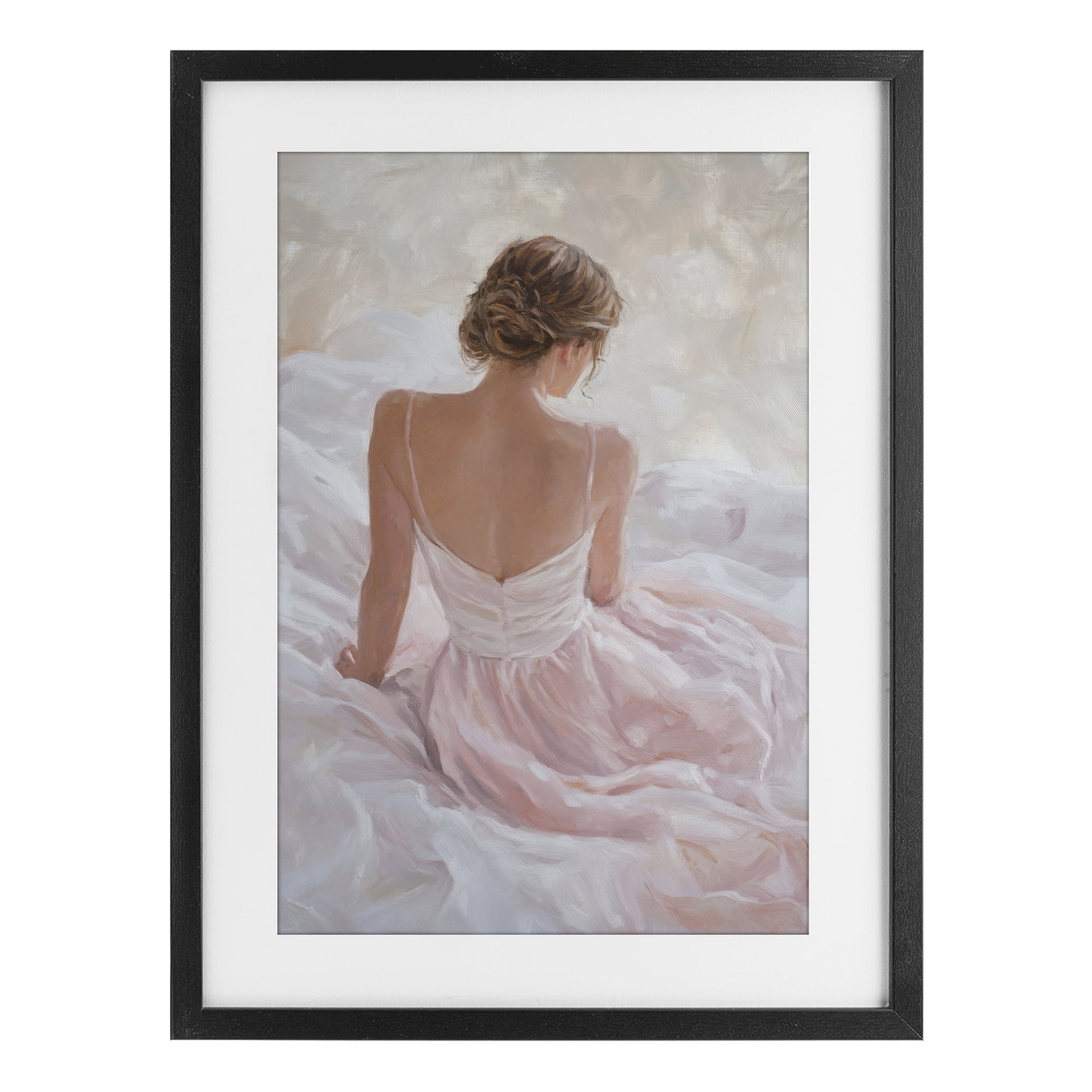 Stupell Industries Quiet Reflection in Pastel Pink Black Framed Print Under Glass, design by Petal Prints Design