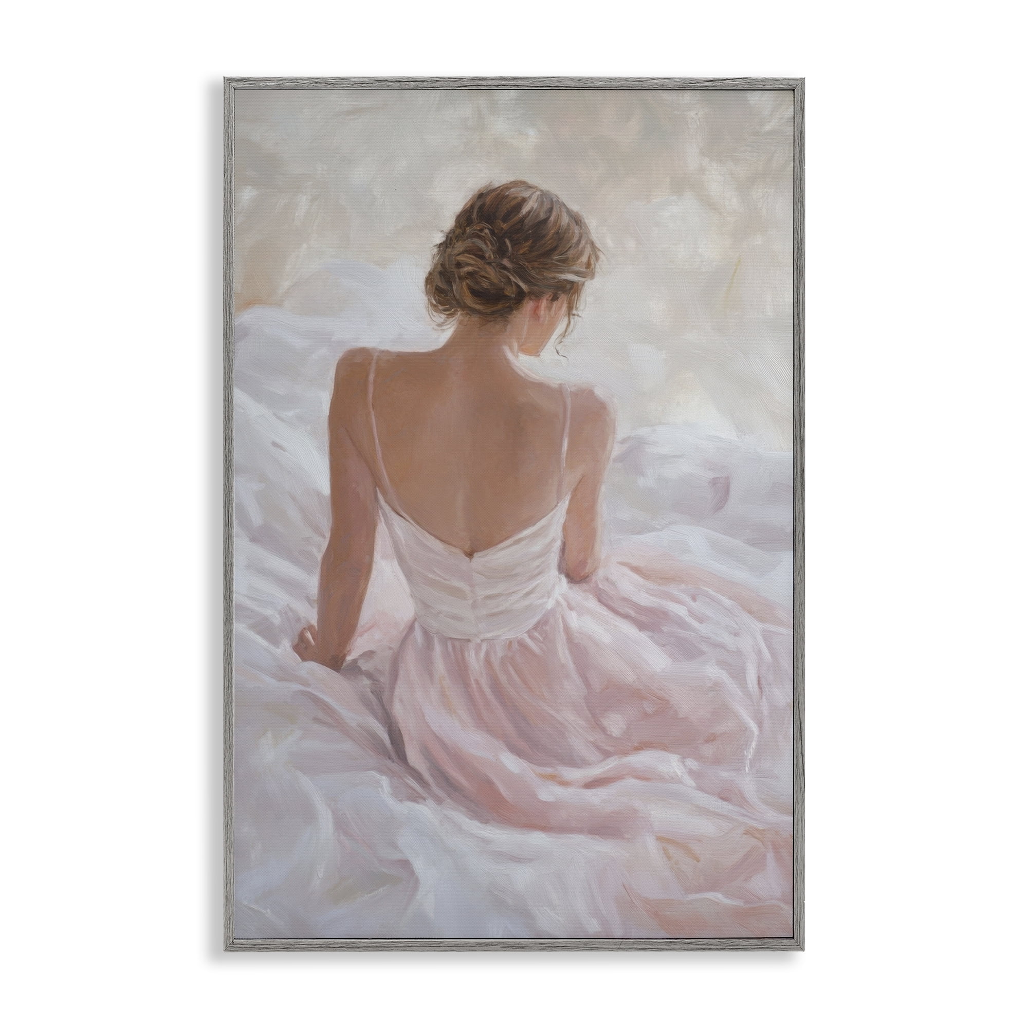 Stupell Industries Quiet Reflection in Pastel Pink Gray Framed Giclee Art, design by Petal Prints Design