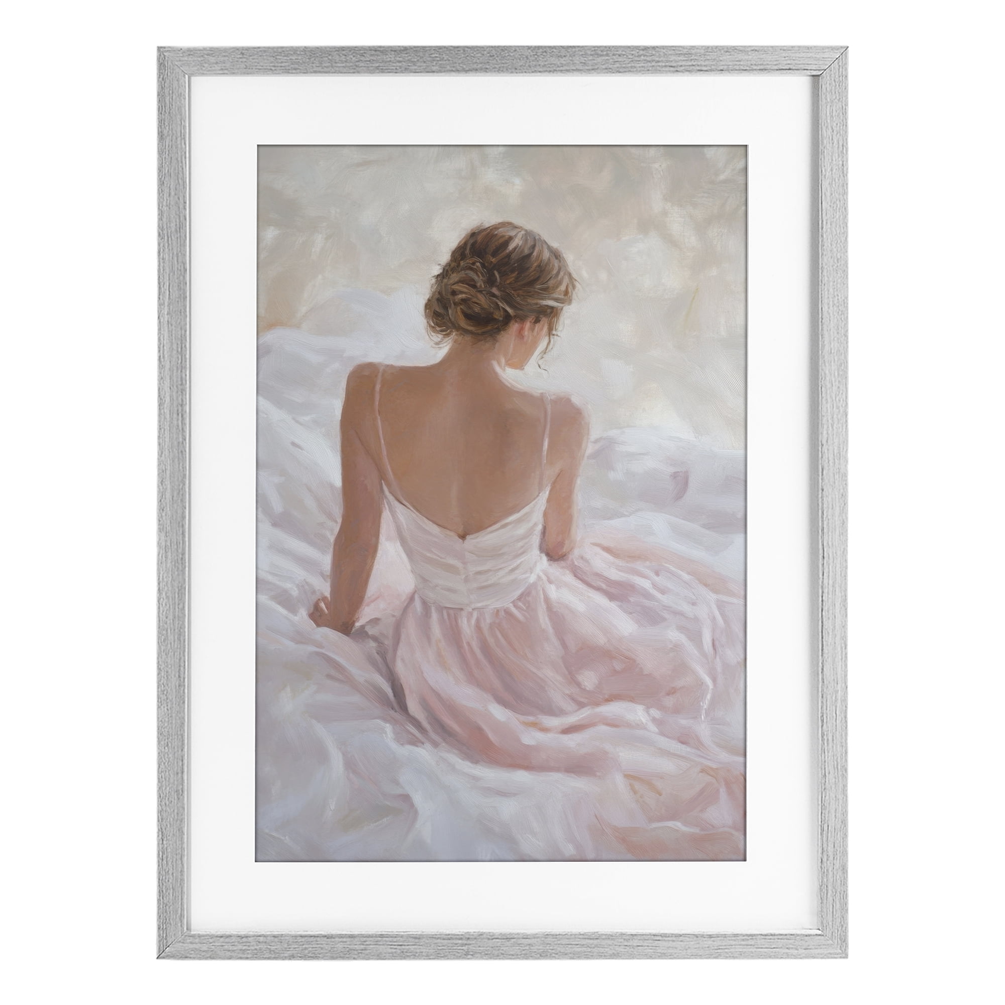Stupell Industries Quiet Reflection in Pastel Pink Gray Framed Print Under Glass, design by Petal Prints Design